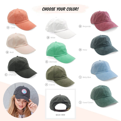 Rose Champagne Embroidered Baseball Hat - Your Choice of Cap Color with Patch - White Pastel Pink Charcoal Cactus - Valentines Day Gift