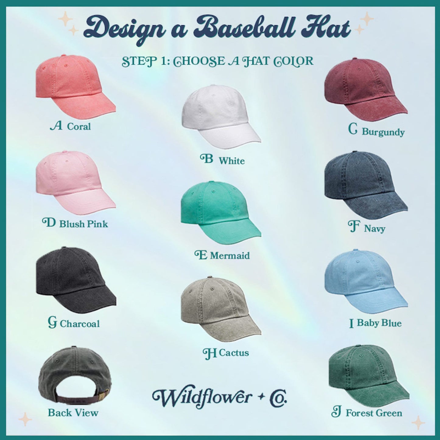 Good Vibes Baseball Hat - Choice of Hat Color - Beachy - Ocean Baseball Cap - Positivity -  Wildflower + Co. Gift