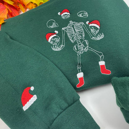 Skelton Dancing Christmas Embroidered Crewneck.