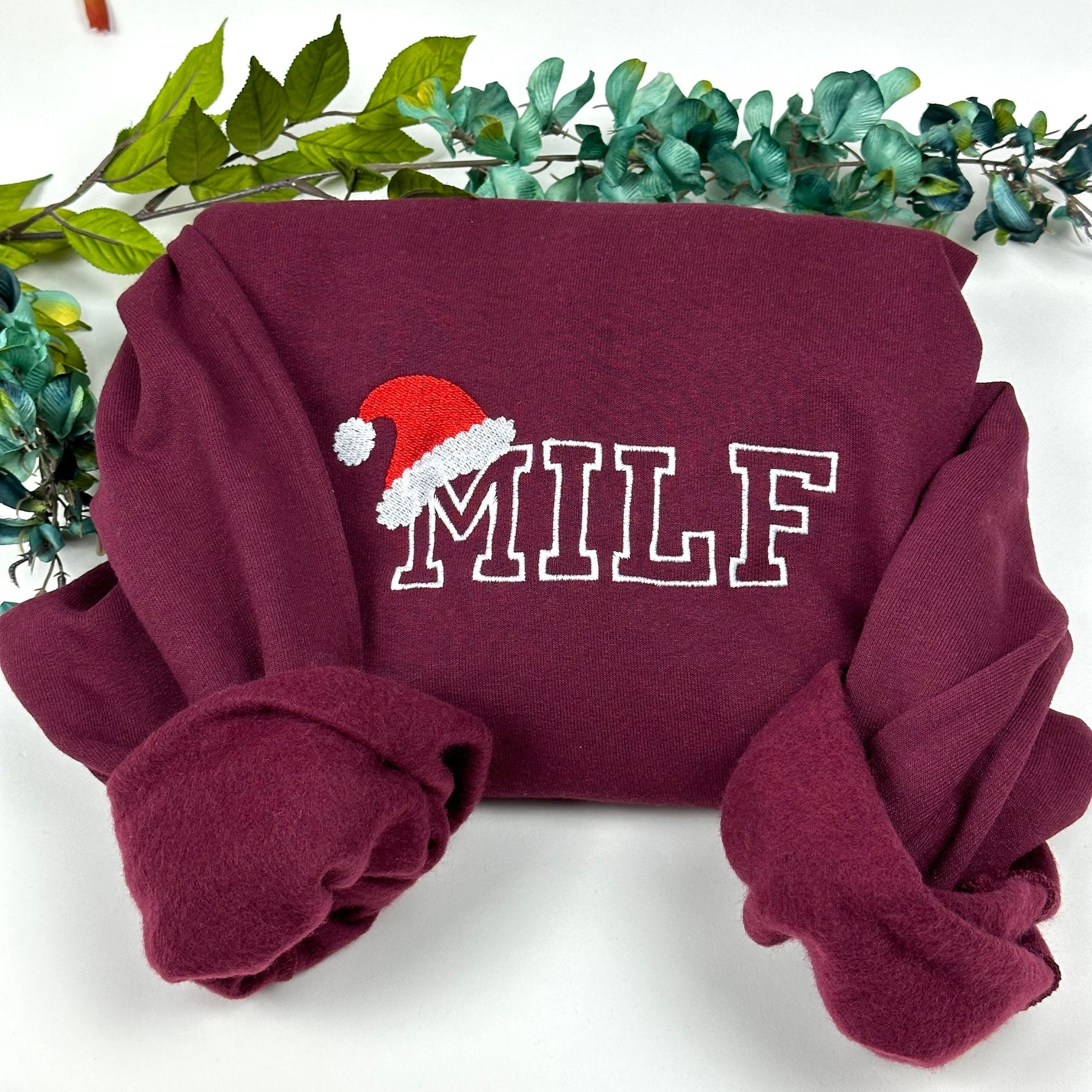 Milf Christmas Sweatshirt Embroidered -  Sweatshirts- Embroidered Sweatshirts - Christmas