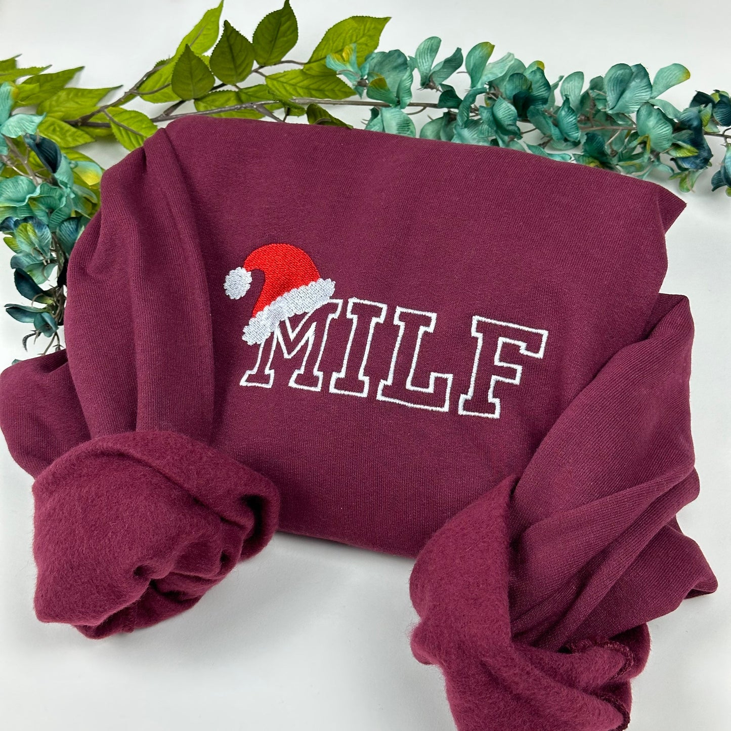 Milf Christmas Sweatshirt Embroidered -  Sweatshirts- Embroidered Sweatshirts - Christmas