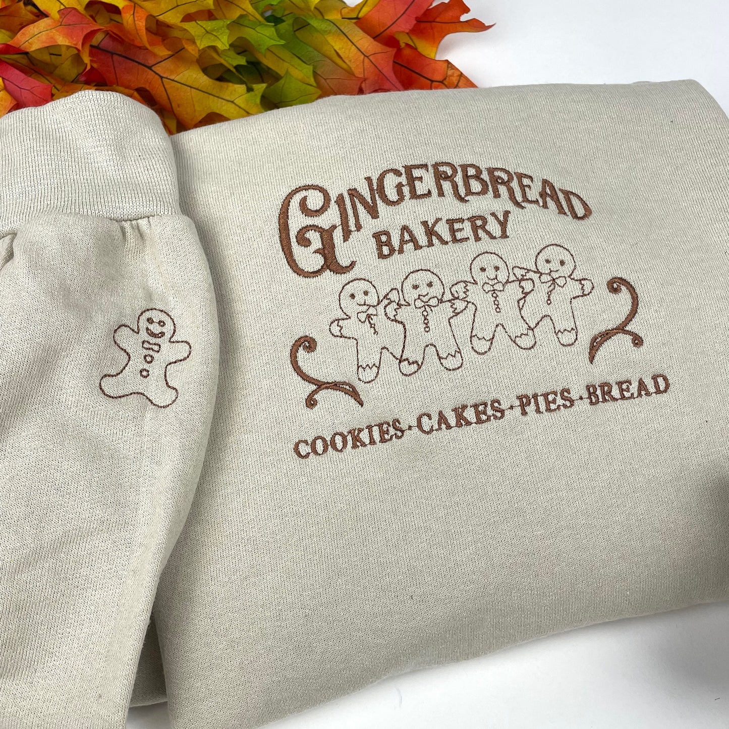 Gingerbread Sweatshirt - Embroidered Christmas Crewneck