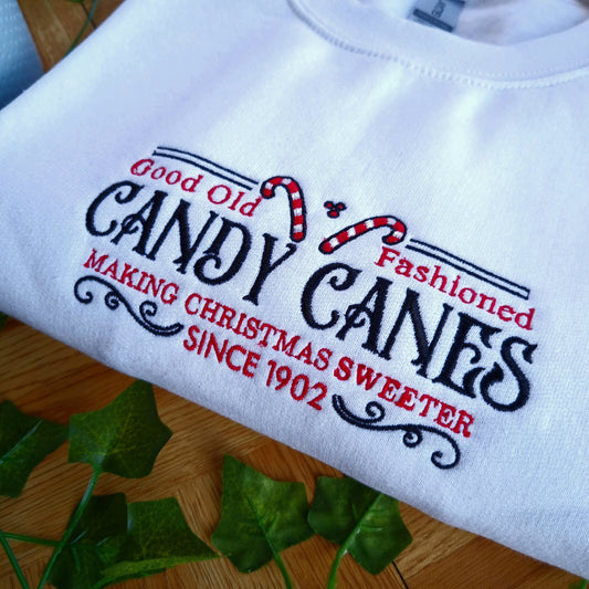 Candy Cane Christmas Embroidered Sweatshirt, Christmas Sweatshirt, Christmas Crewneck, Vintage Sweater, Retro Christmas, Christmas Hoodie