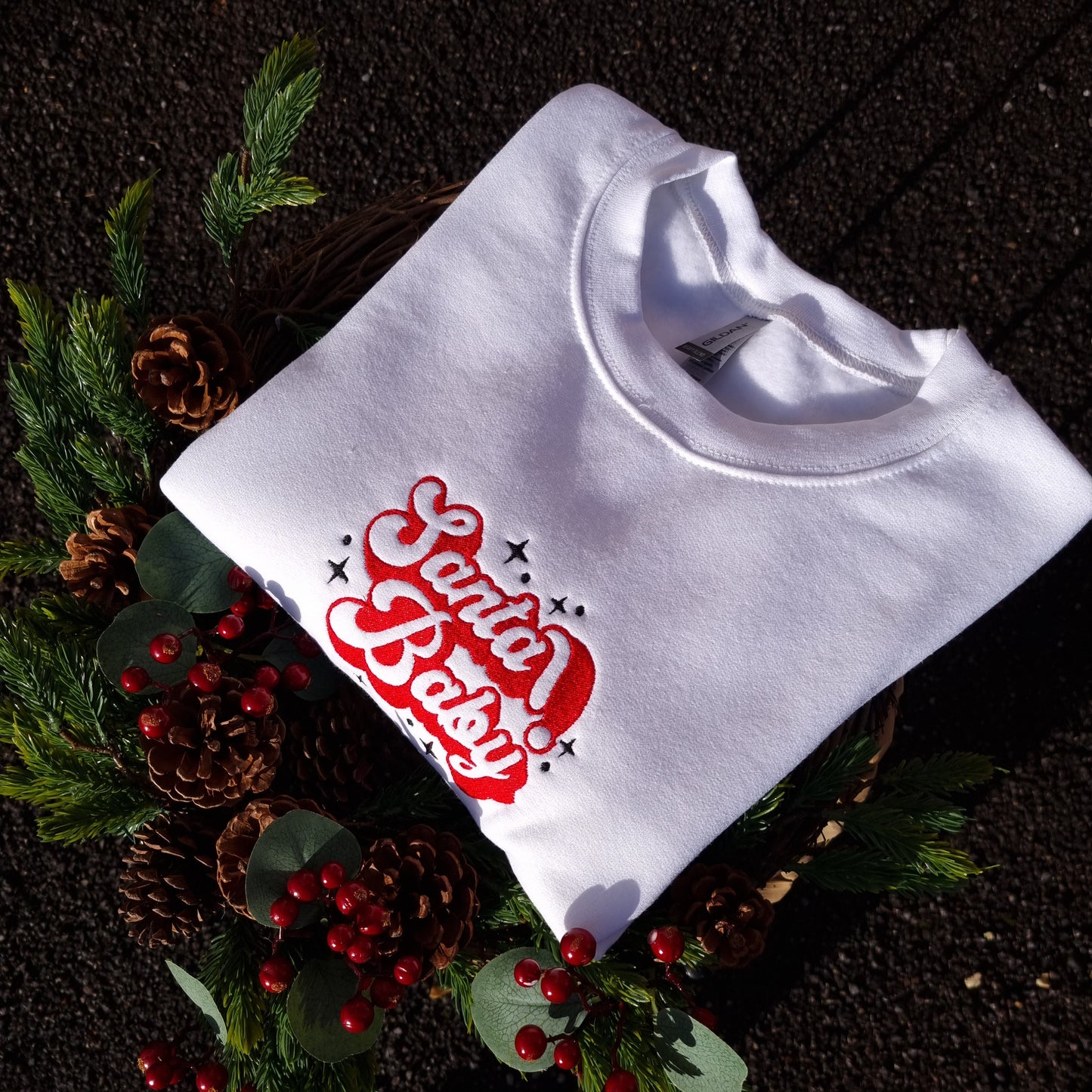 Santa Baby Christmas Embroidered Sweatshirt, Retro Christmas Crewneck, Christmas Sweatshirt, Christmas Hoodie, Christmas Tshirt, Unisex