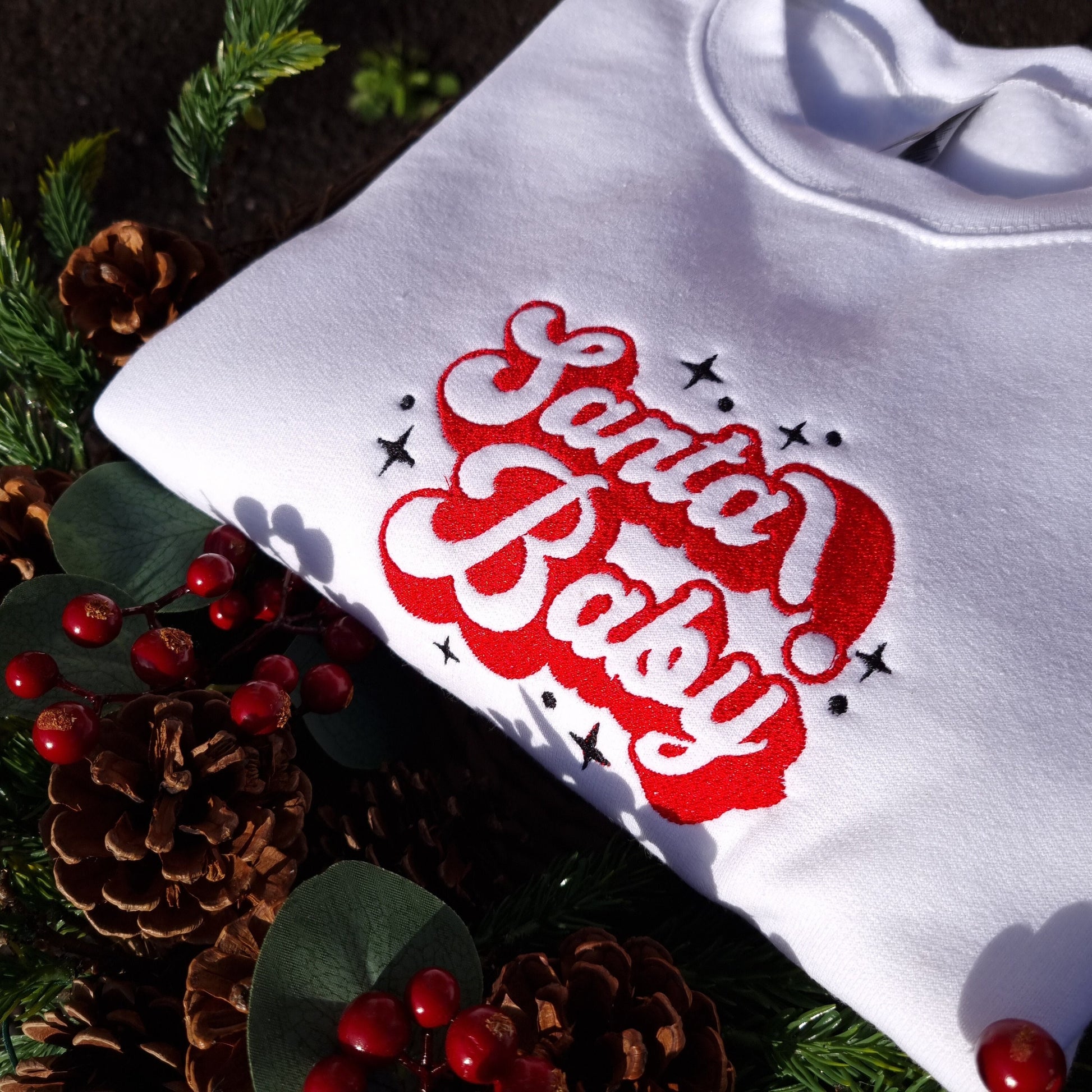 Santa Baby Christmas Embroidered Sweatshirt, Retro Christmas Crewneck, Christmas Sweatshirt, Christmas Hoodie, Christmas Tshirt, Unisex