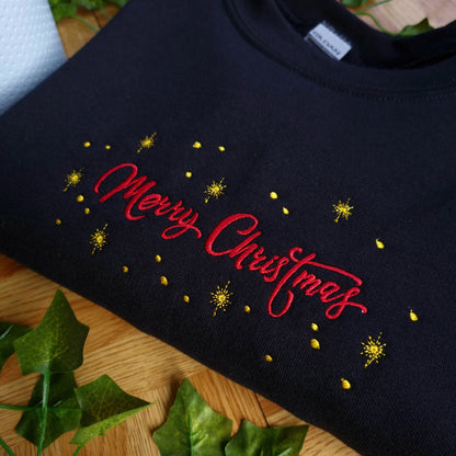 Embroidered Merry Christmas Crewneck, Christmas Sweatshirts, Christmas Jumper, Christmas Tshirt, Christmas Hoodie, Retro Vintage Sweatshirt