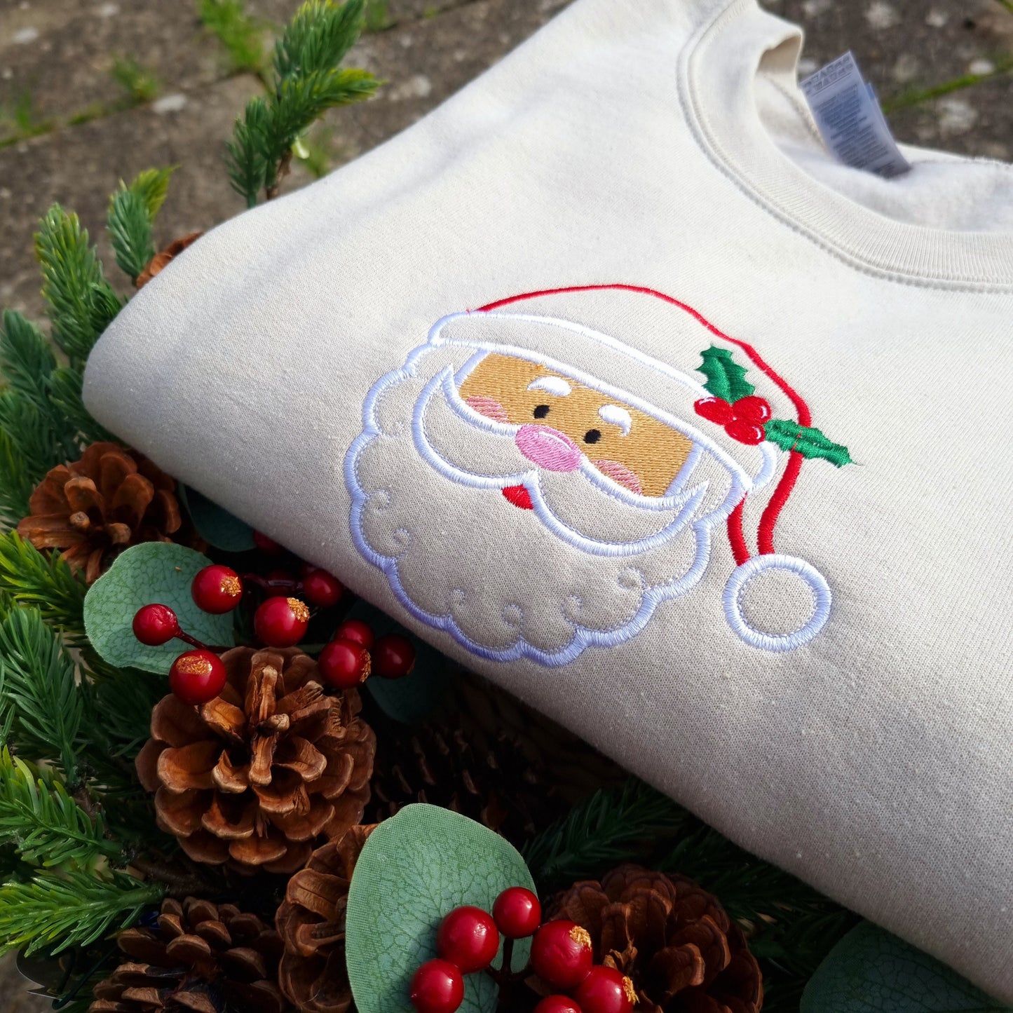 Embroidered Santa Clause Christmas Jumper, Xmas Sweater For Her, Perfect Present Gift, Hoodie For him, Festive Season, Christmas Sweatshirt