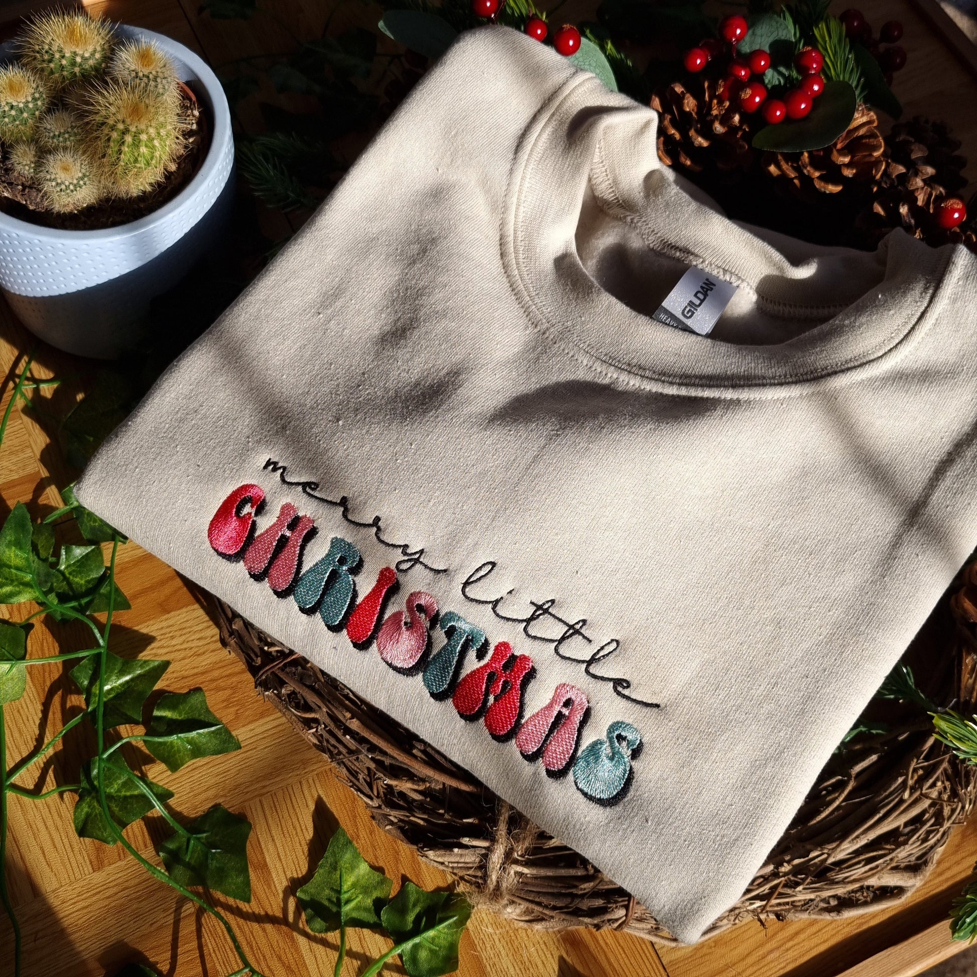 Merry Little Christmas Embroidered Sweatshirt, Christmas Crewneck, Christmas Jumper, Christmas Hoodie, Christmas Tshirt, Retro Christmas