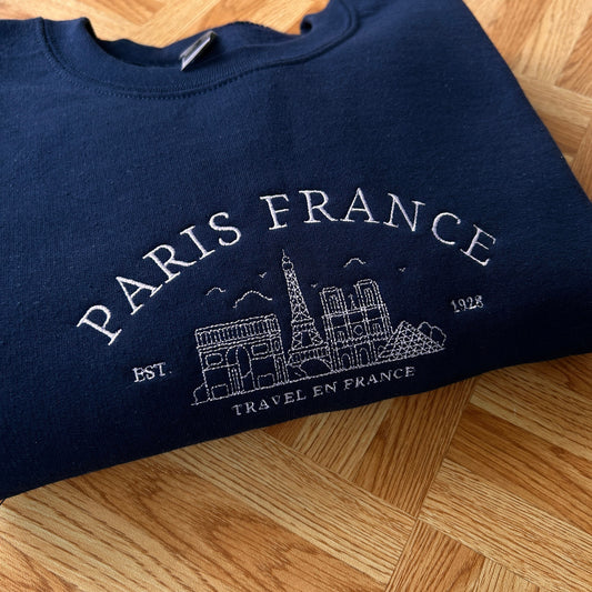 Paris Vintage Sweatshirt, Embroidered Crewneck, Vintage Oversized Sweatshirt, Vintage Sweatshirt, Eiffel Tower Crewneck, Paris Crewneck