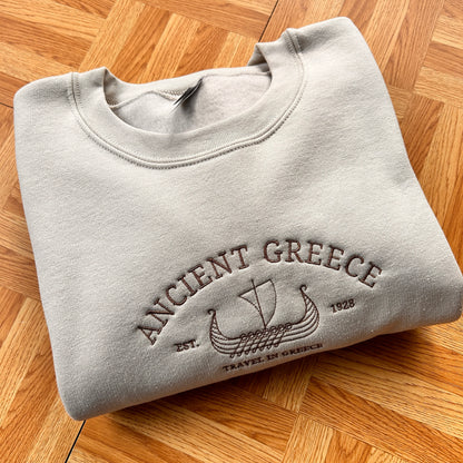 Ancient Greece Embroidered Sweatshirt, Vintage City Crewneck, Greece Crewneck, Vintage Sweater, Oversize Sweatshirt, Vintage Hoodie, Unisex