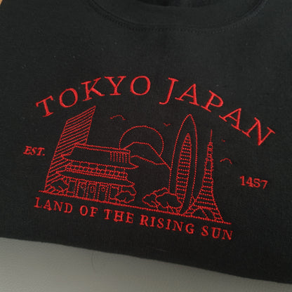 Tokyo Japan Embroidered Sweatshirt, Vintage Crewneck, College Sweatshirt, Oversize Japanese Crewneck, Unisex