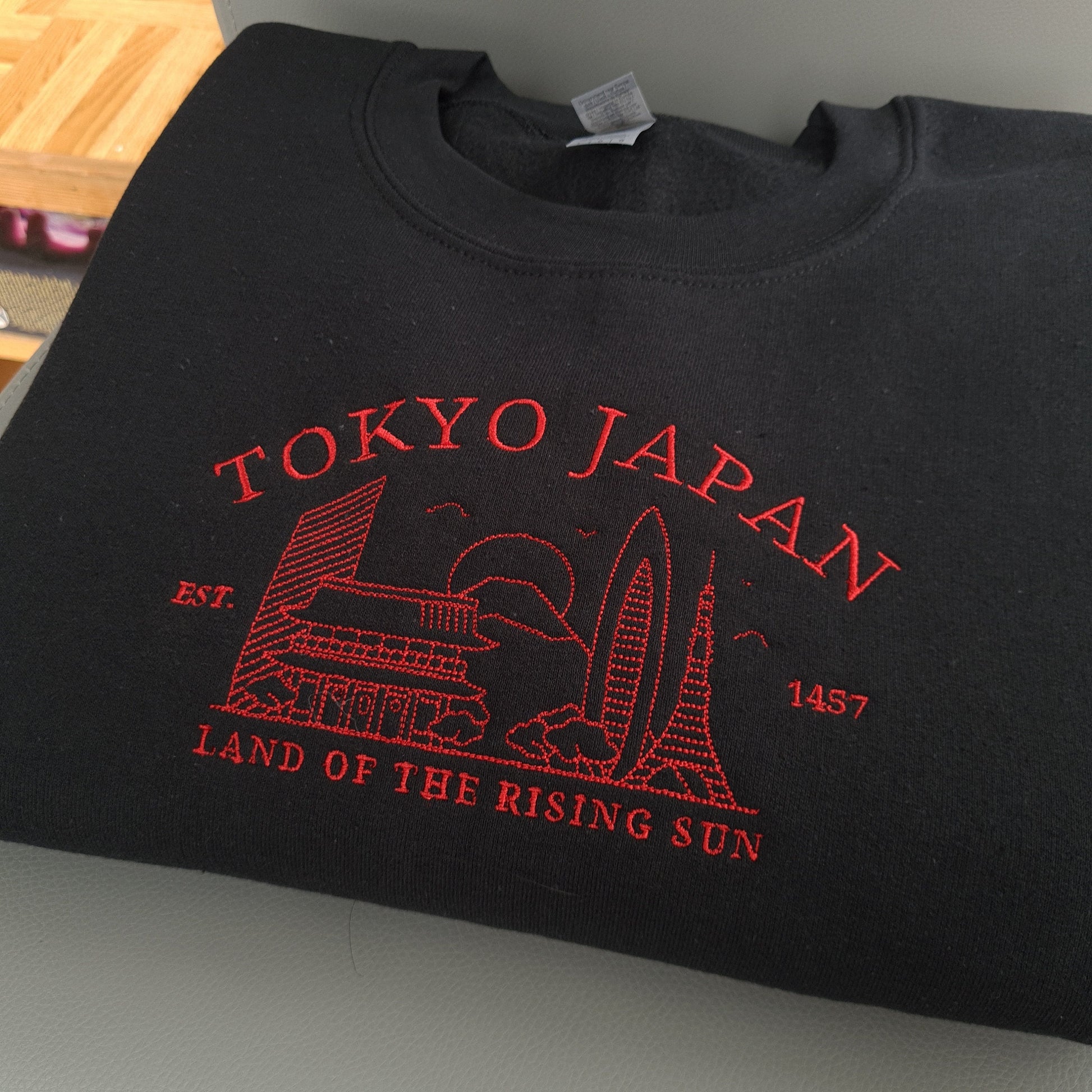 Tokyo Japan Embroidered Sweatshirt, Vintage Crewneck, College Sweatshirt, Oversize Japanese Crewneck, Unisex