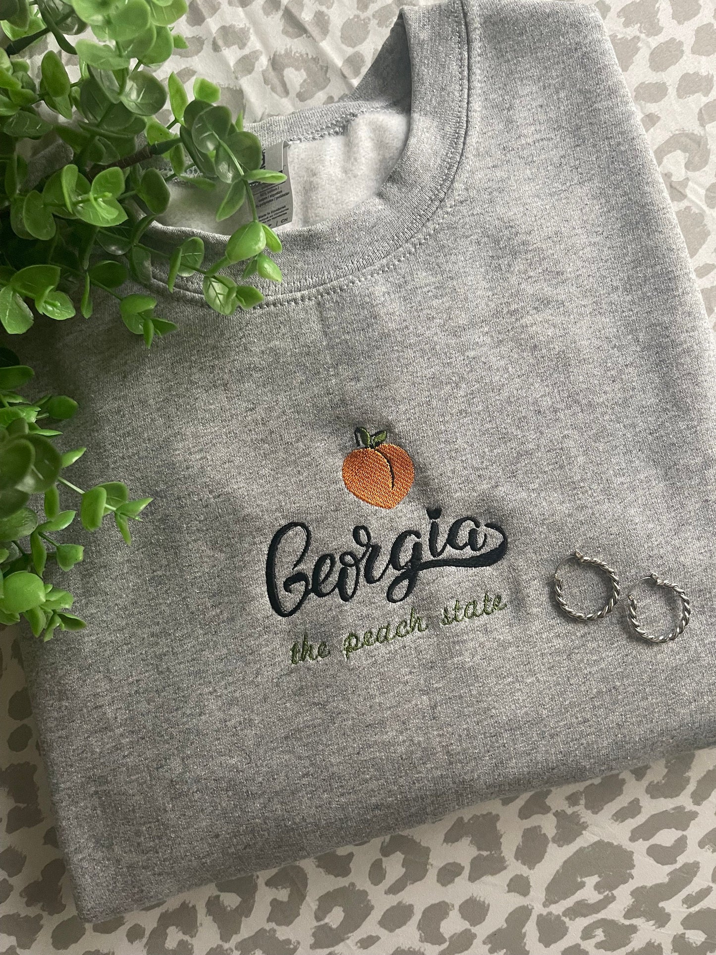 Georgia Embroidered Sweatshirt City Sweatshirt GA embroidered sweatshirt Georgia Crewneck Crewnecks of Cities Gift for Friend Comfy Gifts