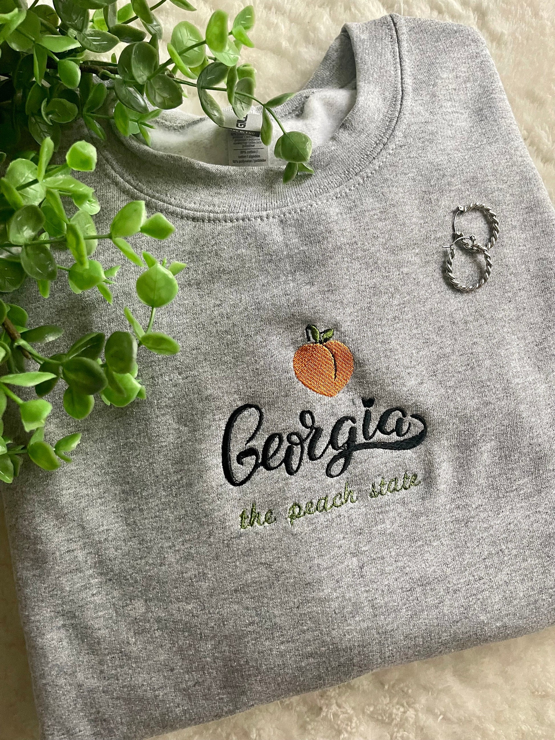 Georgia Embroidered Sweatshirt City Sweatshirt GA embroidered sweatshirt Georgia Crewneck Crewnecks of Cities Gift for Friend Comfy Gifts