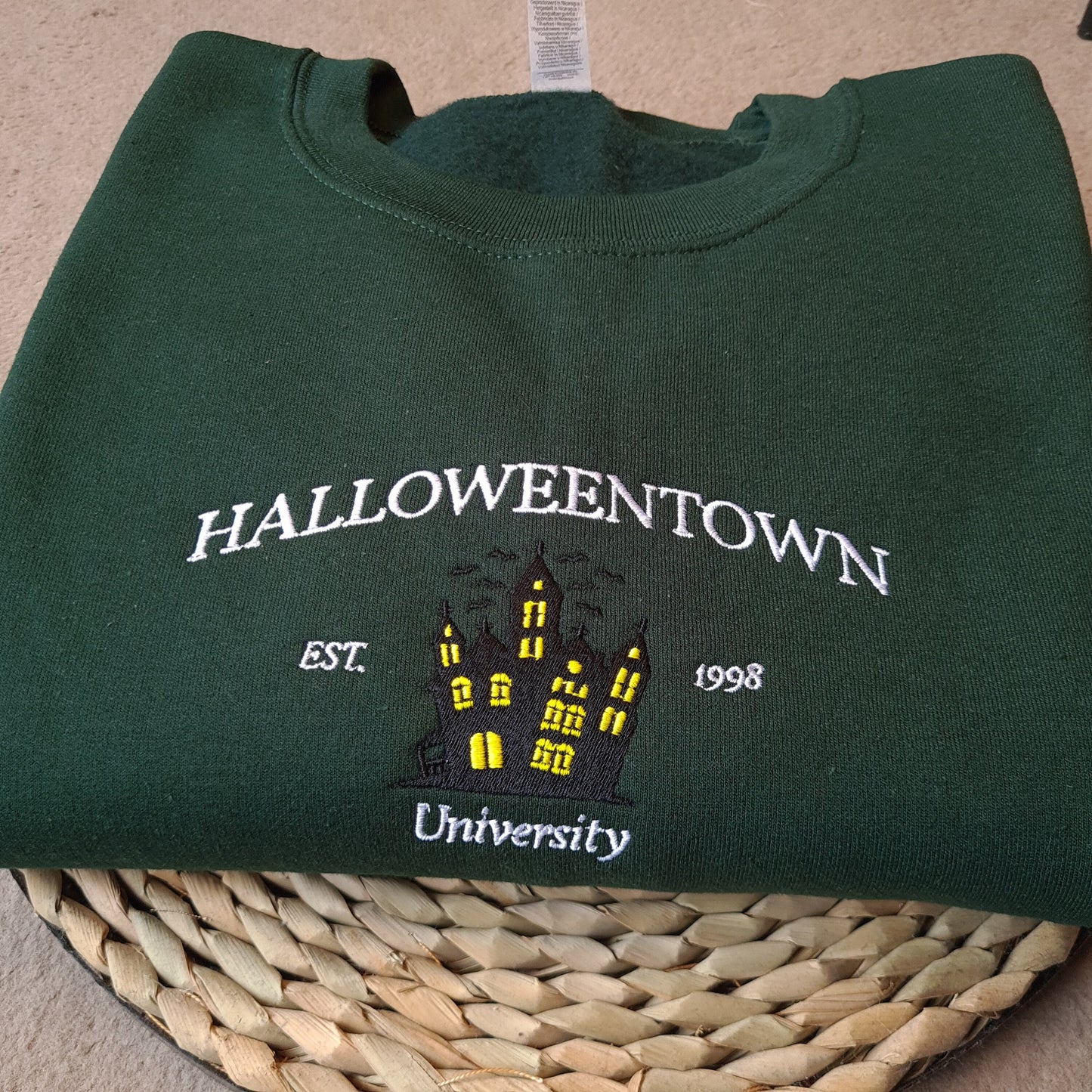 Halloweentown Embroidered Sweatshirt, Halloween Vintage Crewneck, Embroidered University Sweatshirt, Autumn Crewneck, Spooky Town Sweatshirt