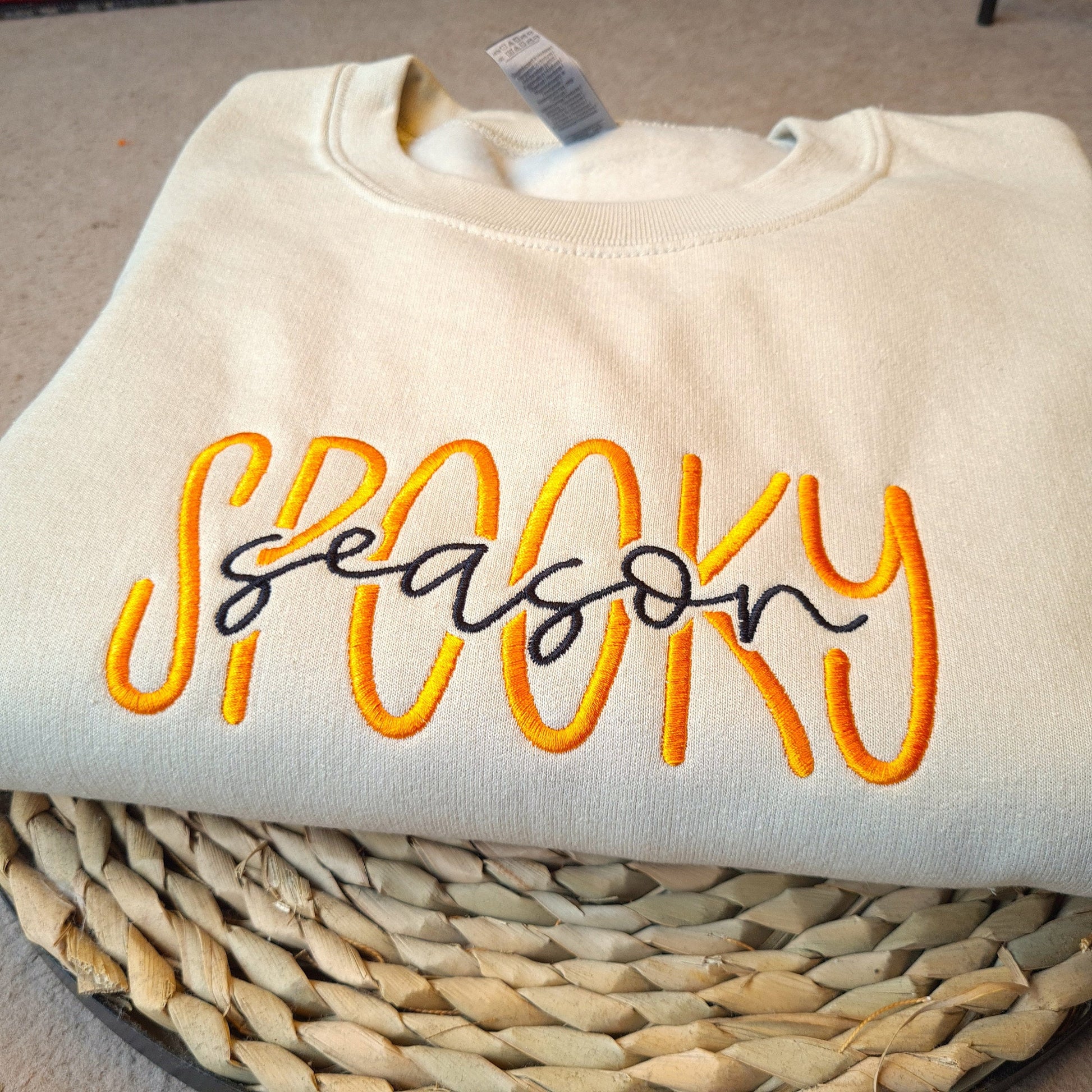 Spooky Season Embroidered Sweatshirt, Halloween Sweatshirt, Trendy Autumn Sweatshirt, Fall Crewneck, Halloween Embroidery, Gift for her