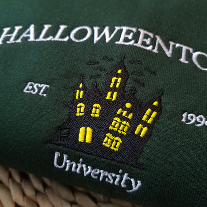 Halloweentown Embroidered Sweatshirt, Halloween Vintage Crewneck, Embroidered University Sweatshirt, Autumn Crewneck, Spooky Town Sweatshirt