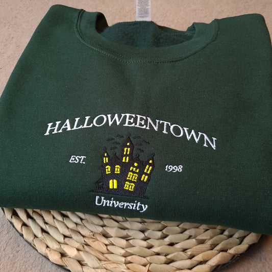 Halloweentown Embroidered Sweatshirt, Halloween Vintage Crewneck, Embroidered University Sweatshirt, Autumn Crewneck, Spooky Town Sweatshirt