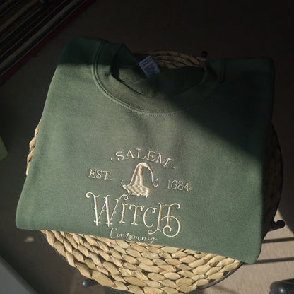 Salem Witch Embroidered Crewneck, Halloween Embroidered Sweatshirt, Salem Crewneck, Vintage Halloween Sweatshirt, Halloween Gift, Unisex