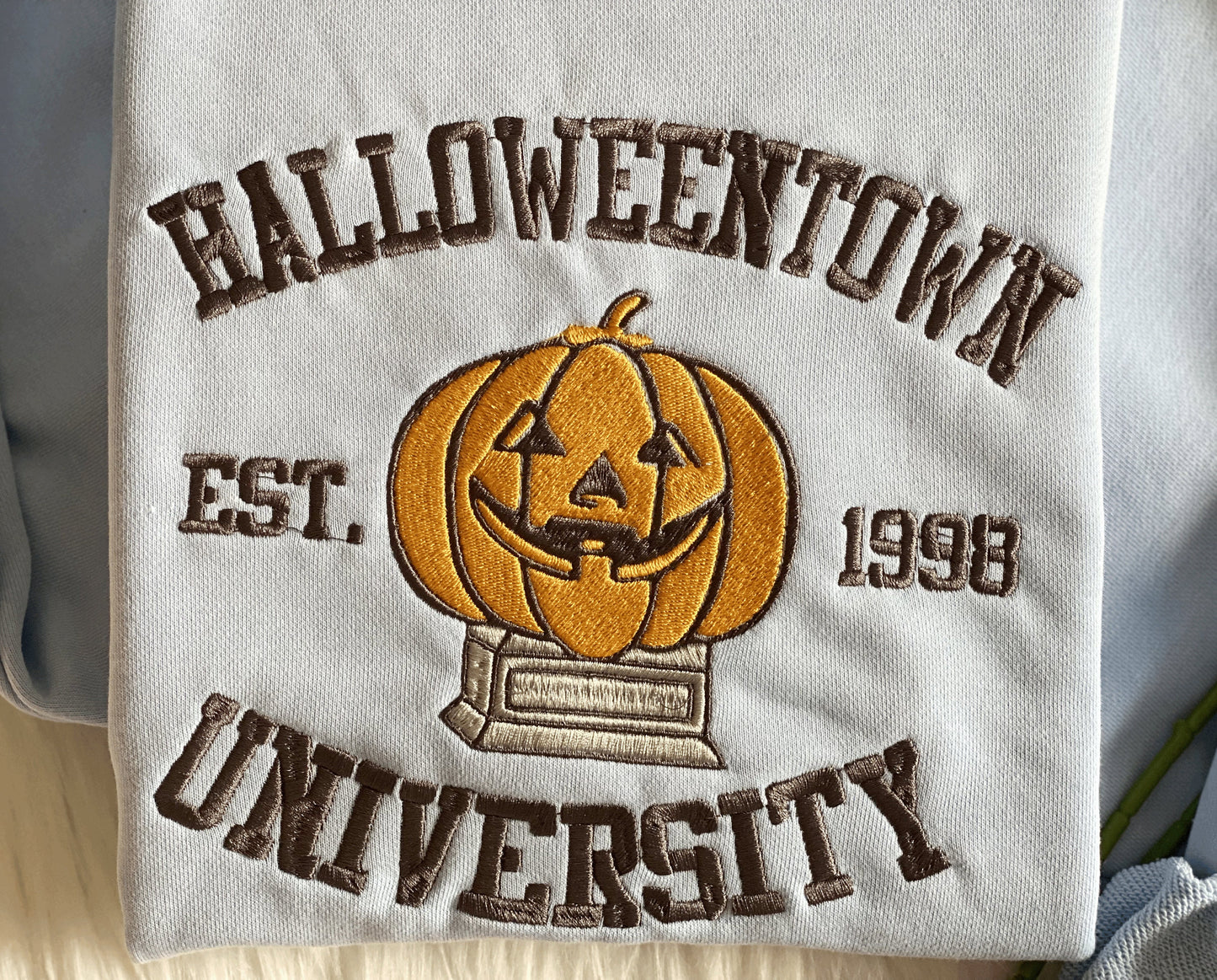 Halloweentown University Embroidered Sweatshirt | Embroidered Pumpkin University Hoodie | Halloweentown T-shirt | Crew Neck Sweatshirt