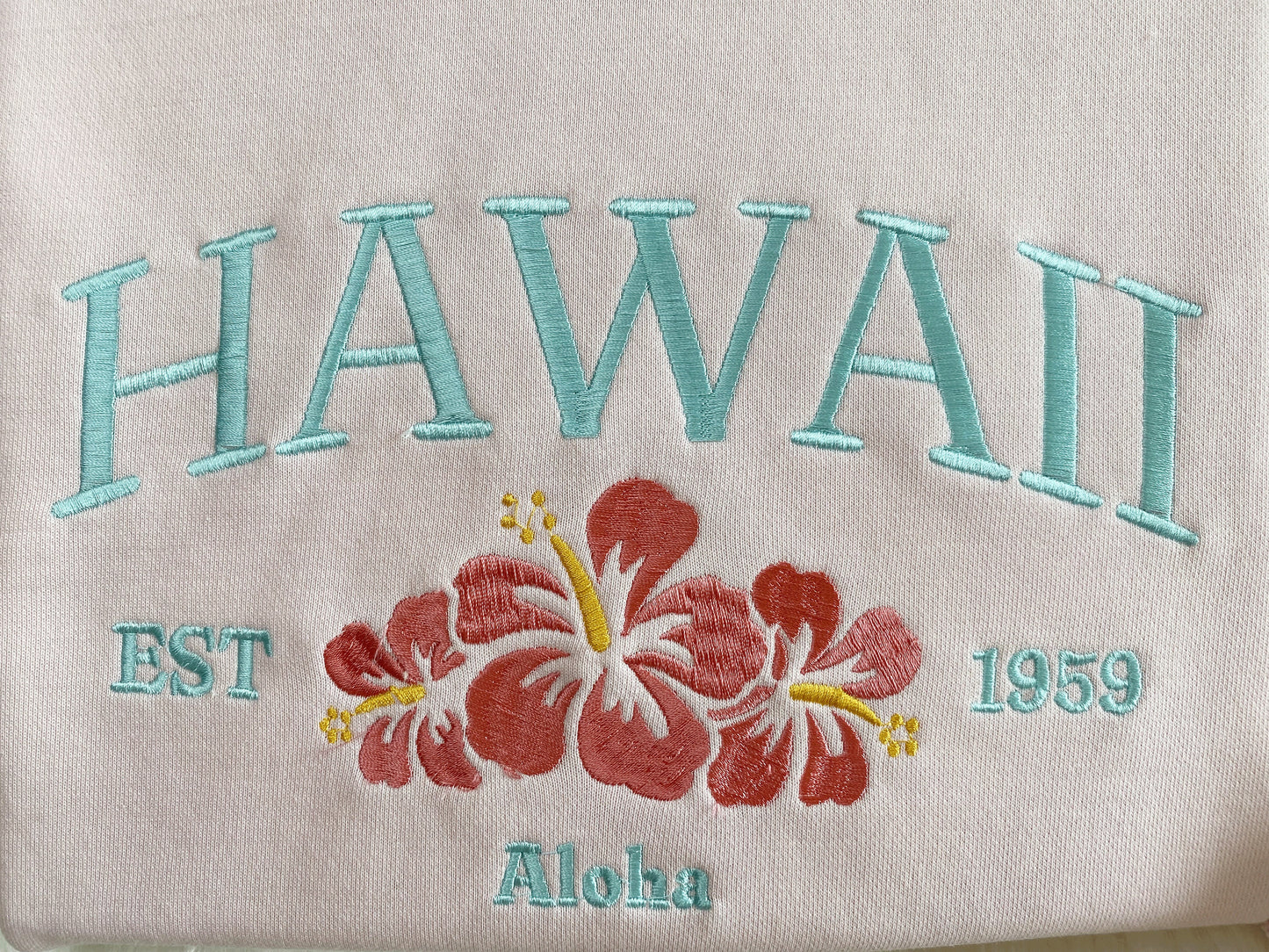 Hawaii Aloha State Embroidered Sweatshirt | Hawaii 1959 Embroidered Hoodie | Honolulu Sweater | Crew Neck Sweatshirt | Gift For Her