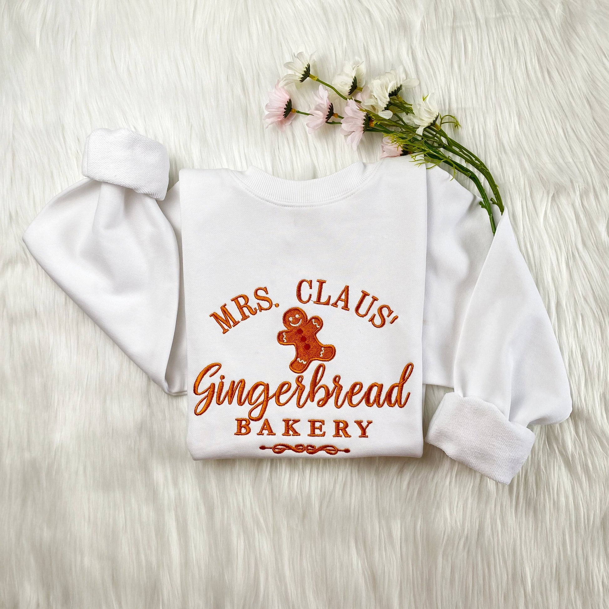 Mrs. Claus Gingerbread Embroidered Sweatshirt | Christmas Cookie Embroidered Hoodie | Funny Christmas Sweater | Crew Neck Sweatshirt