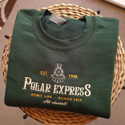 Polar Express Christmas Embroidered Sweatshirt, Christmas embroidery Sweatshirt, Polar Express Crewneck, Vintage Christmas Crewneck