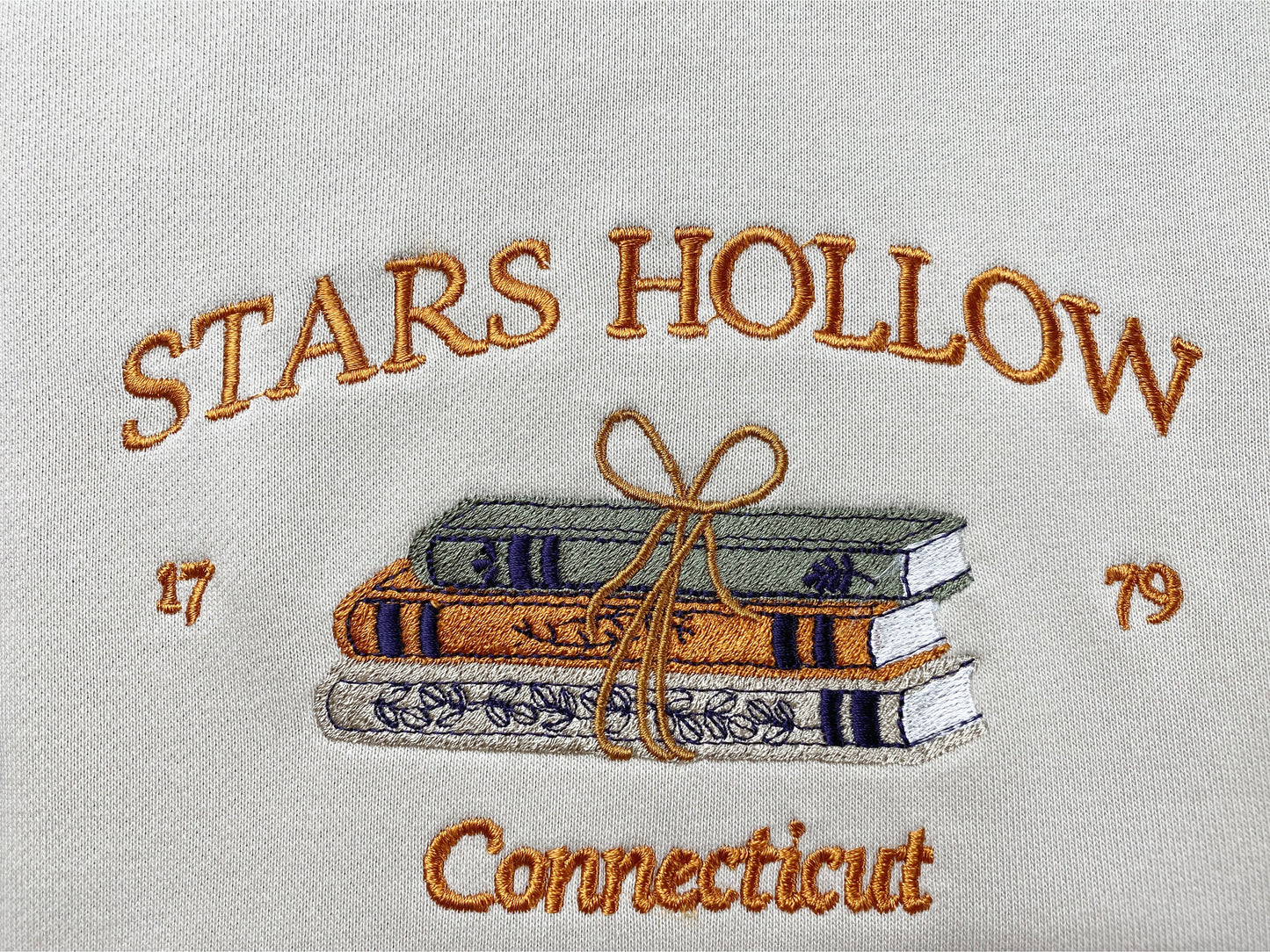 Stars Hollow Connecticut Embroidered Sweatshirt | Connecticut Book Embroidered Hoodie | Stars Hollow Book T-shirt | Crew Neck Sweatshirt