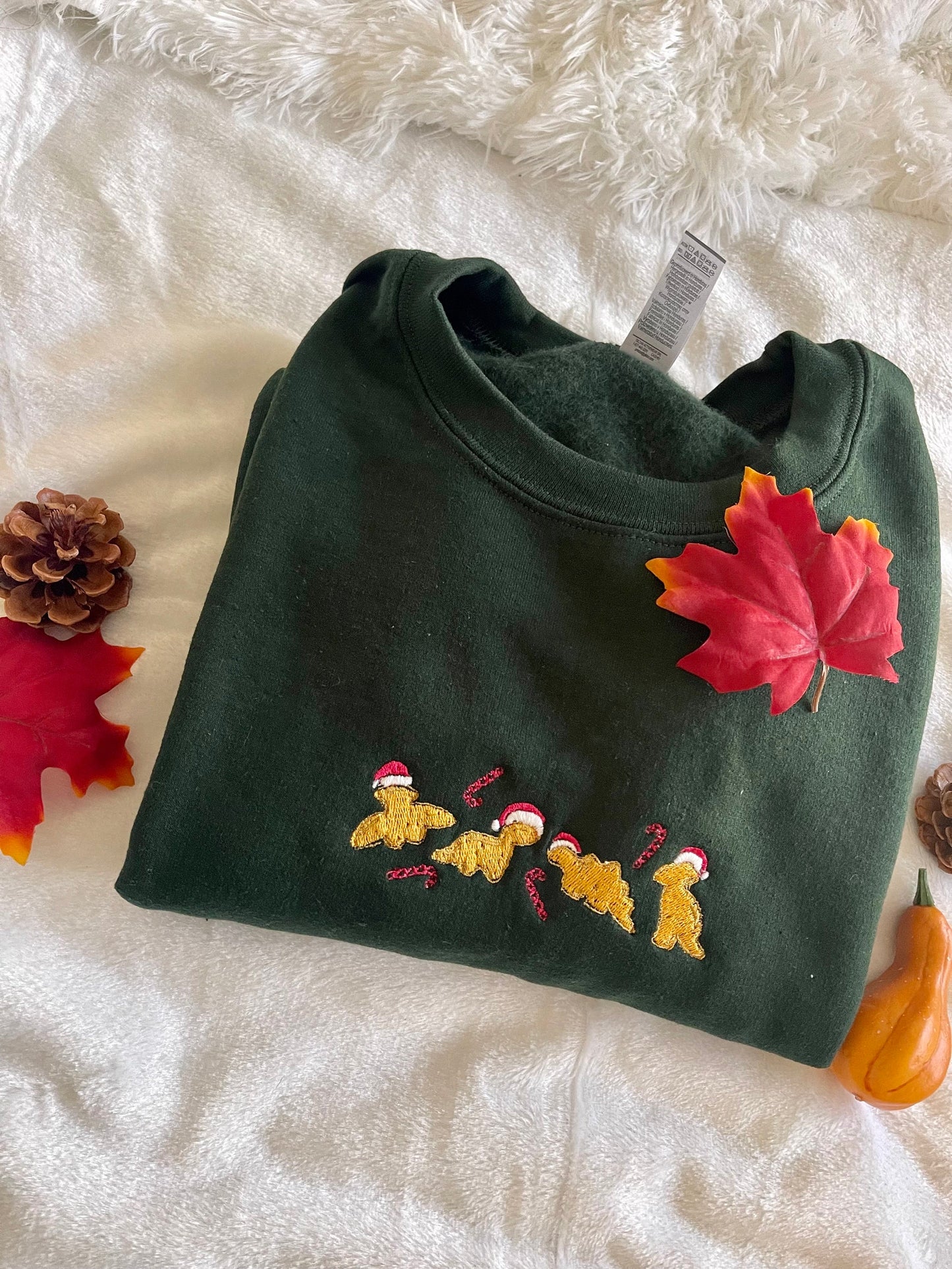 EMBROIDERED CHRISTMAS SWEATSHIRT Dino Nugget Christmas Gift Gifts for Her Gifts for Him Trendy Comfy Sweatshirt Christmas Gift Christmas