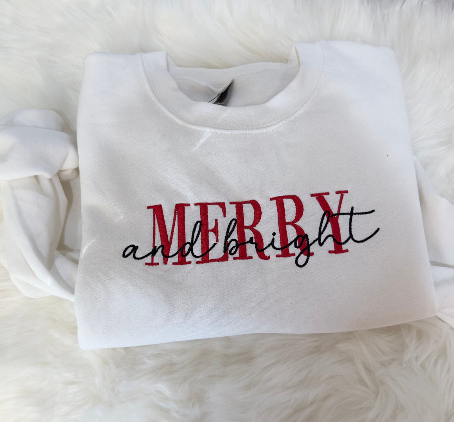 Merry and bright embroidered sweatshirt