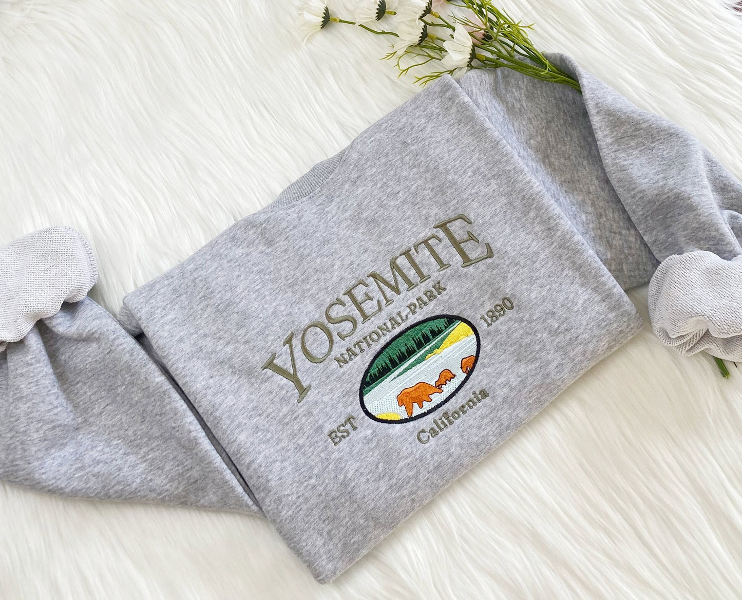 Yosemite National Park Embroidered Sweatshirt | National Park Embroidered Hoodie | Yosemite National Park Sweater | Crew Neck Sweatshirt