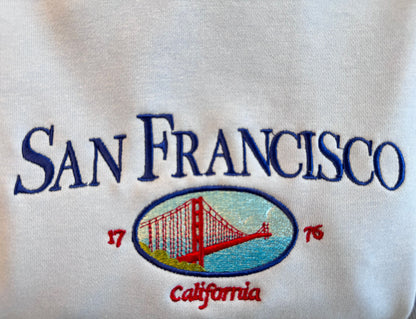 San Francisco Embroidered Sweatshirt | Golden Gate Bridge Embroidered Hoodie | California Washington Sweater | Cali Crew Neck Sweatshirt