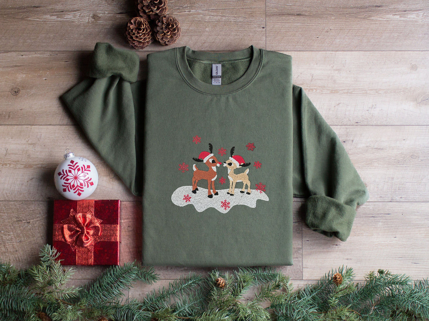 Classic Rudolph and Clarice Embroidered Sweatshirt, Embroidered Christmas Crewneck Sweatshirt, Custom Xmas Gift, Classic Christmas TV Movie