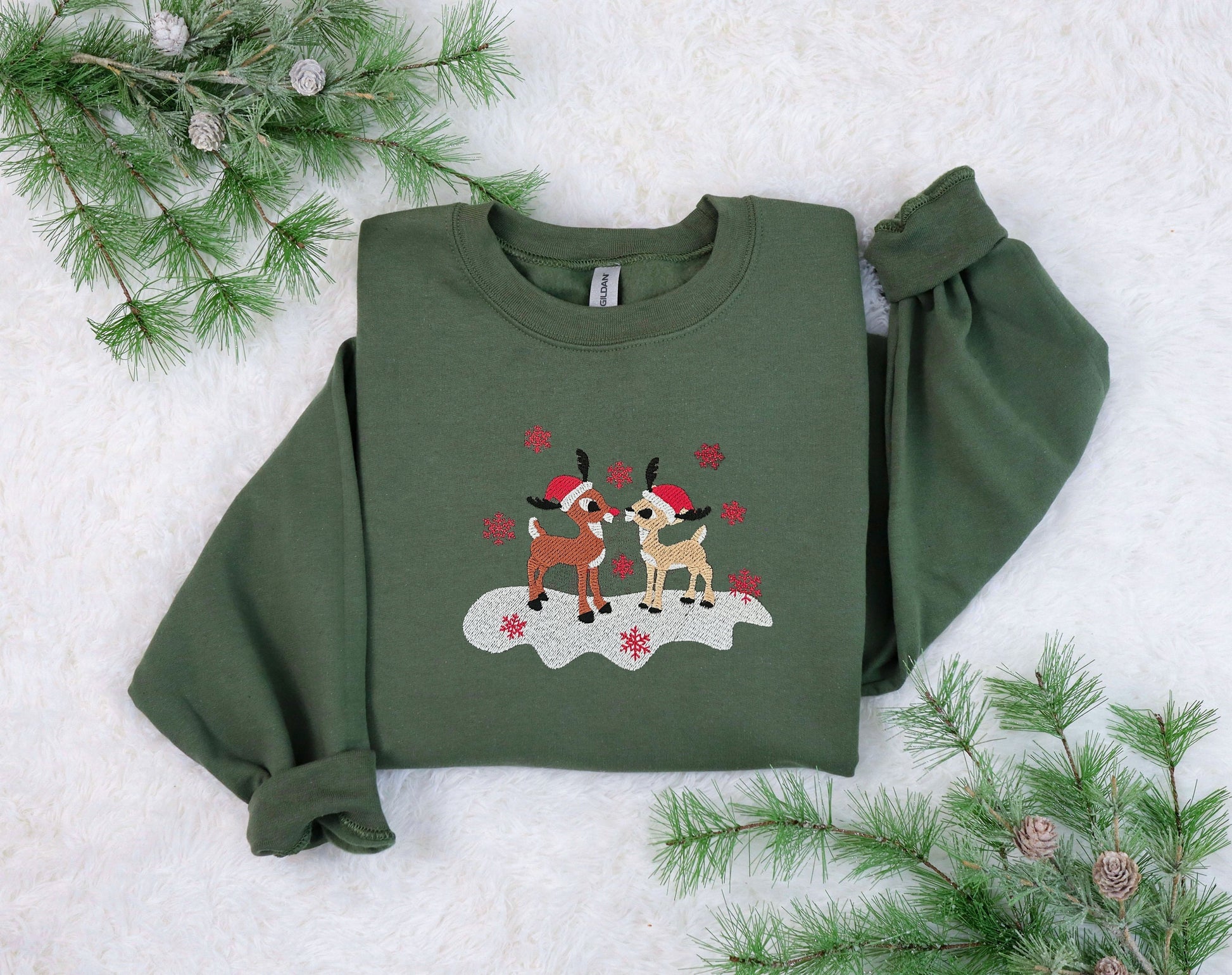 Classic Rudolph and Clarice Embroidered Sweatshirt, Embroidered Christmas Crewneck Sweatshirt, Custom Xmas Gift, Classic Christmas TV Movie