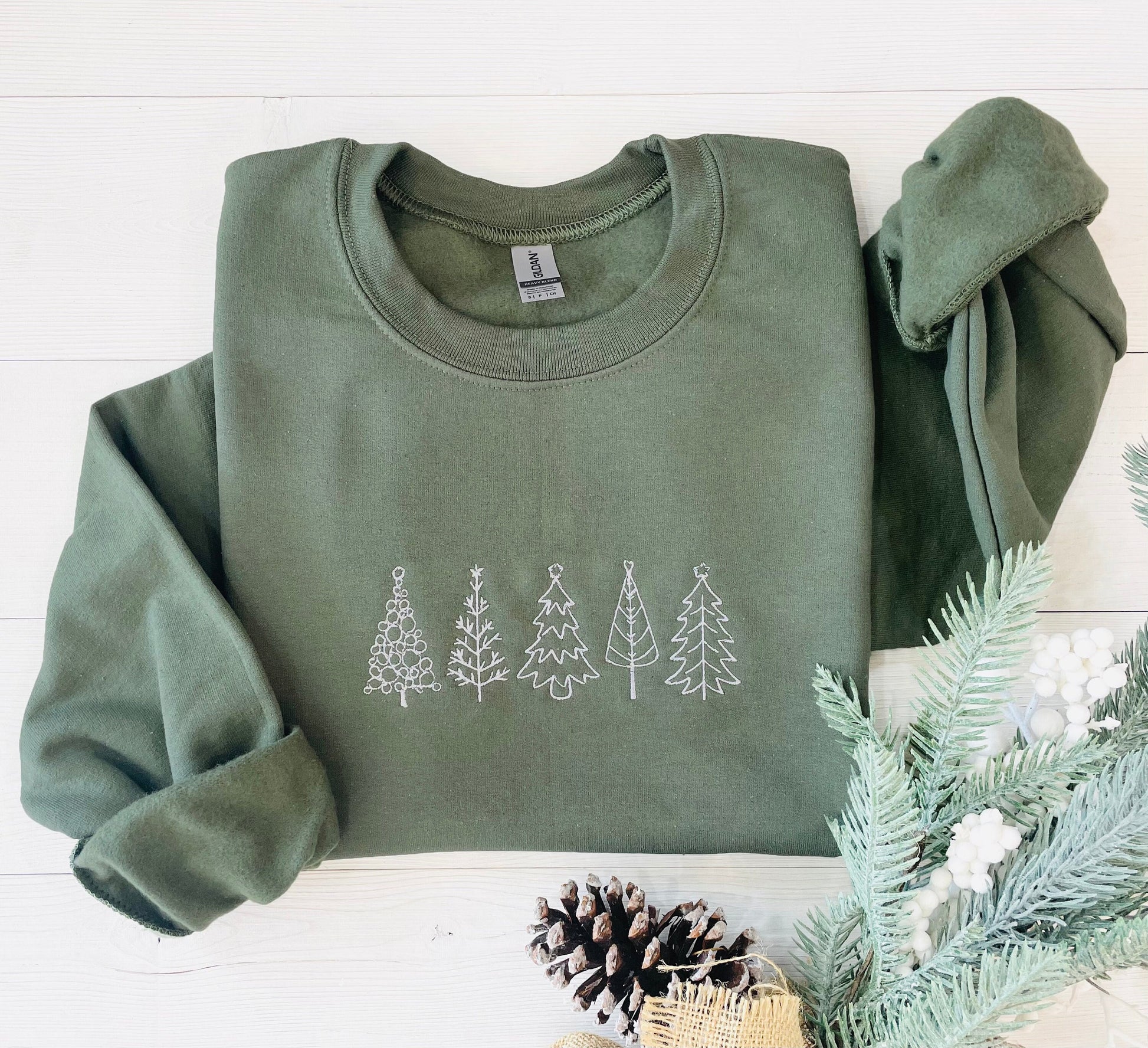 Christmas Tree Embroidered Sweatshirt, Christmas Sweatshirt, Embroidered Christmas Sweatshirt, Christmas Embroidery Sweatshirt,