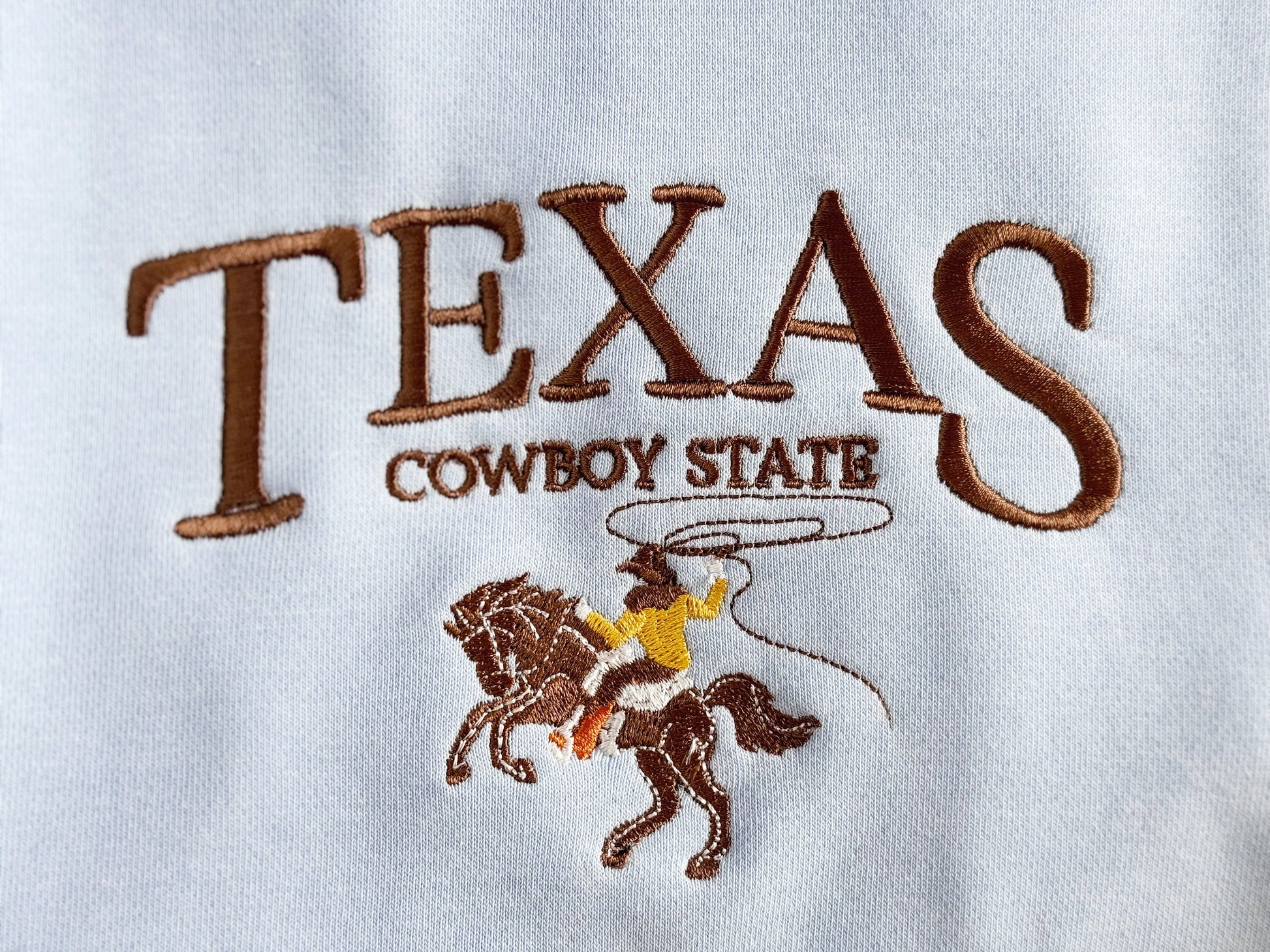 Texas Cowboy State Embroidered Sweatshirt | Texas State Embroidered Hoodie | Vintage Western Sweater | Texas Crew Neck Sweatshirt