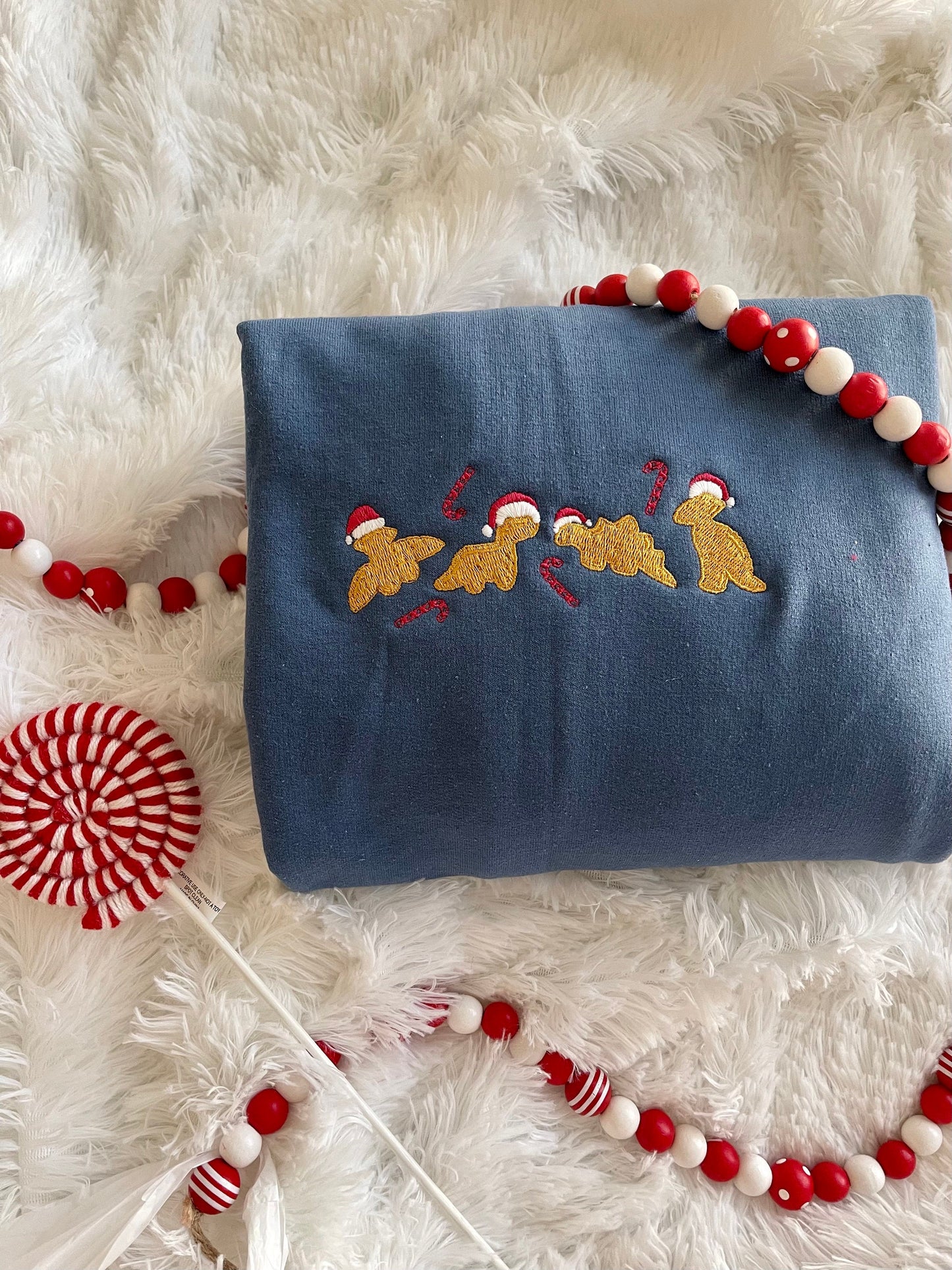 EMBROIDERED CHRISTMAS SWEATSHIRT Dino Nugget Christmas Gift Gifts for Her Gifts for Him Trendy Comfy Sweatshirt Christmas Gift Christmas