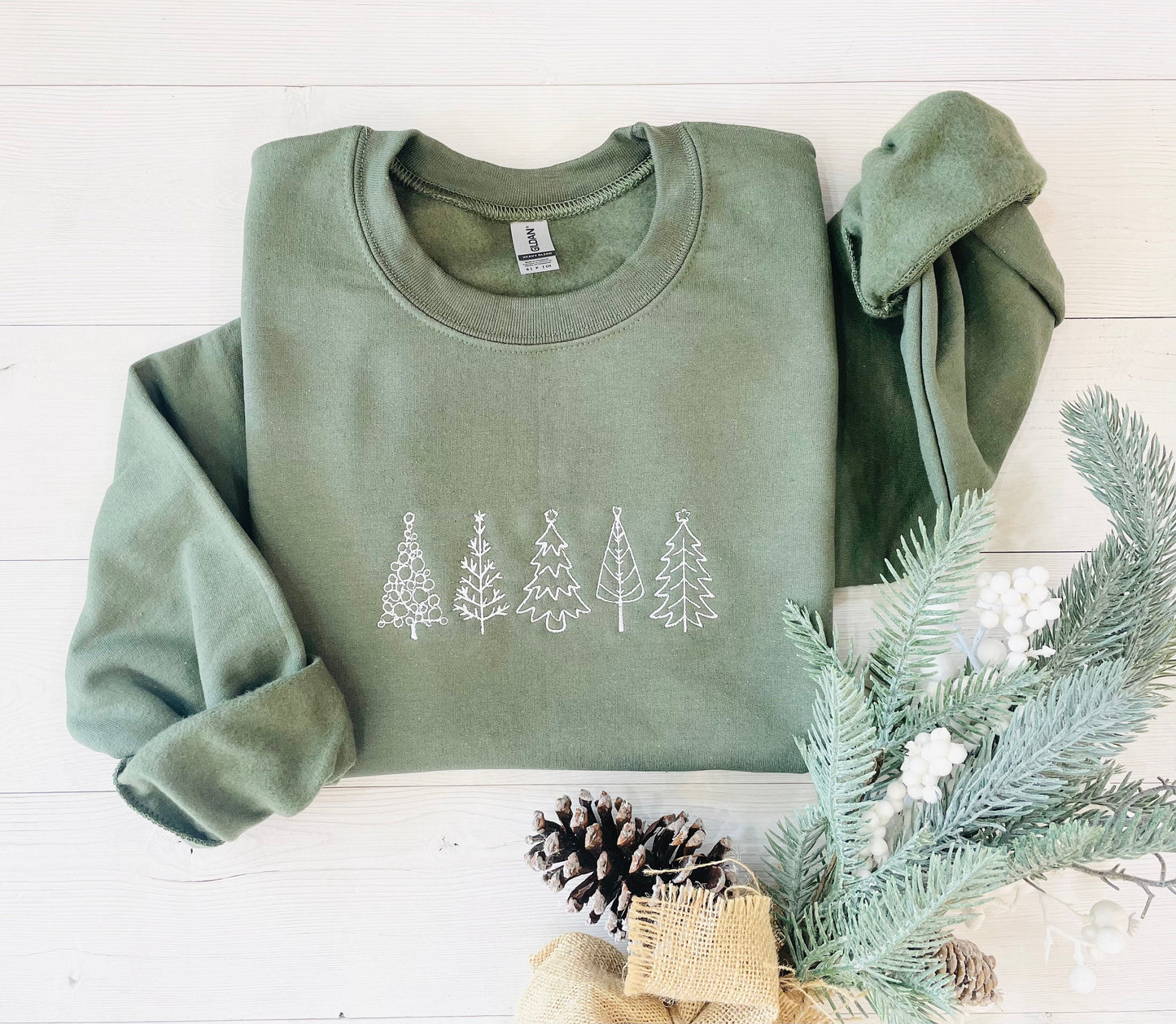 Christmas Tree Embroidered Sweatshirt, Christmas Sweatshirt, Embroidered Christmas Sweatshirt, Christmas Embroidery Sweatshirt,