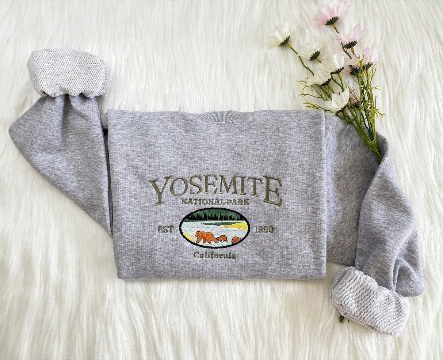 Yosemite National Park Embroidered Sweatshirt | National Park Embroidered Hoodie | Yosemite National Park Sweater | Crew Neck Sweatshirt