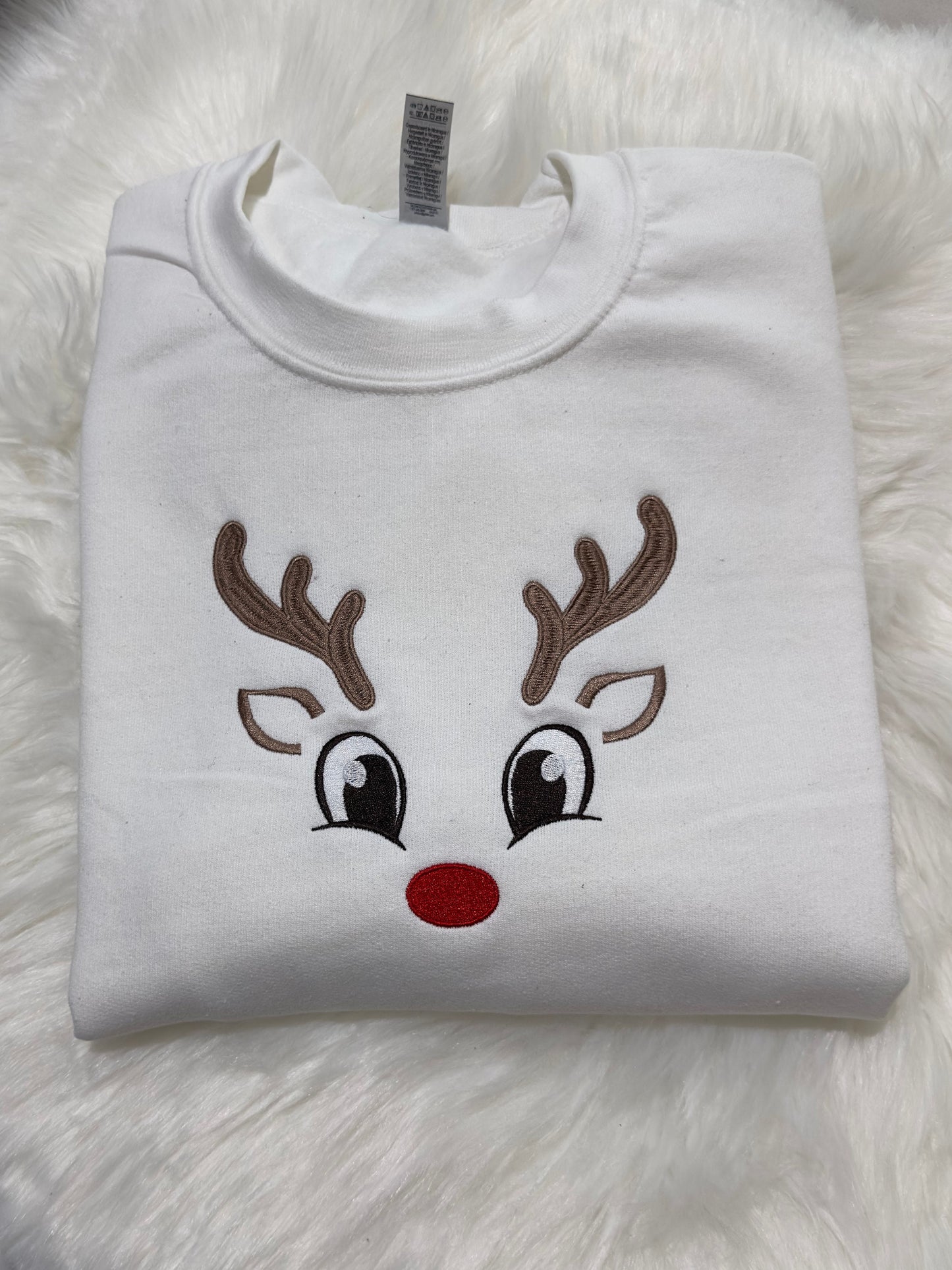 Christmas reindeer face sweater / hoodie embroidered