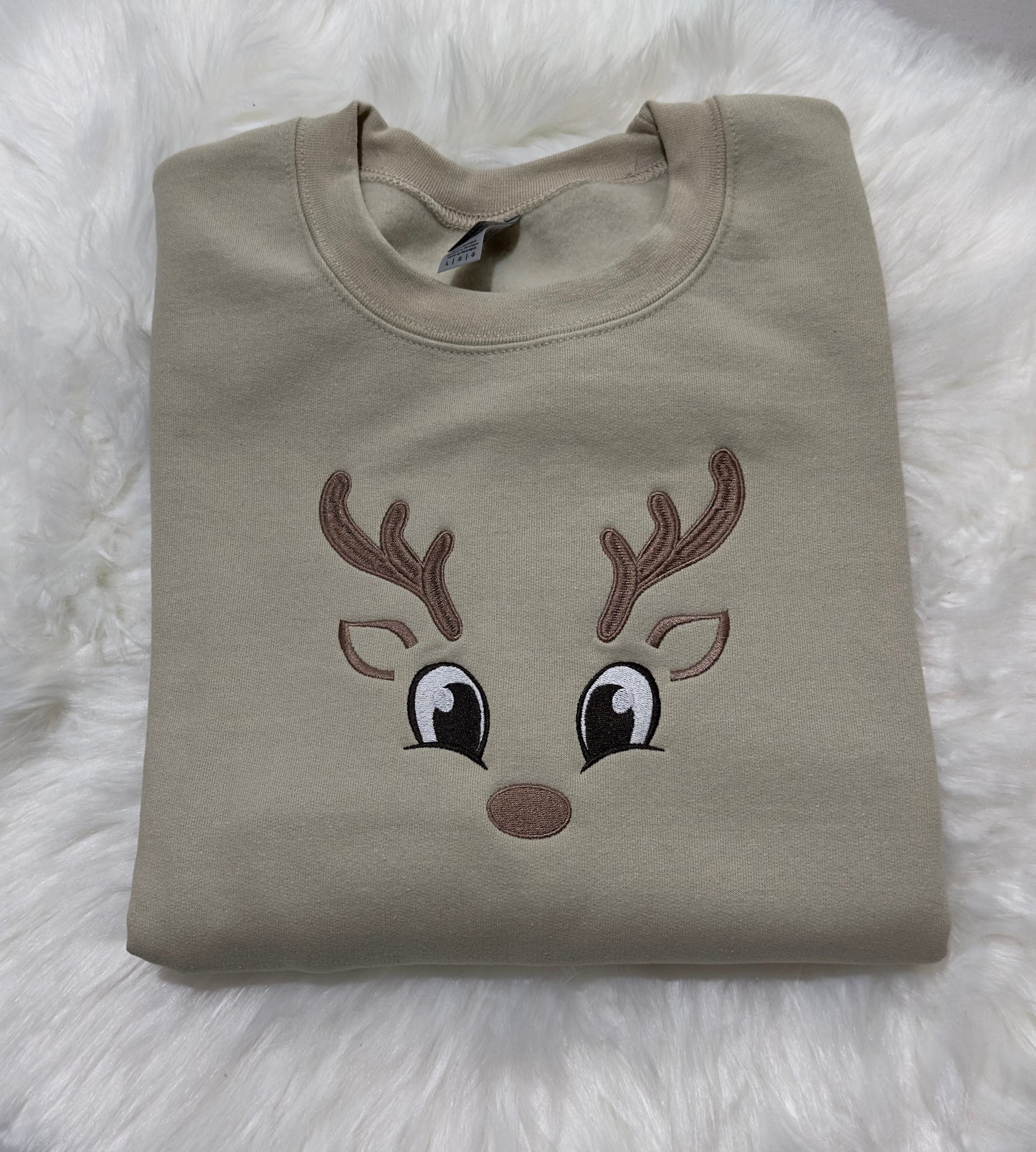 Christmas reindeer face sweater / hoodie embroidered