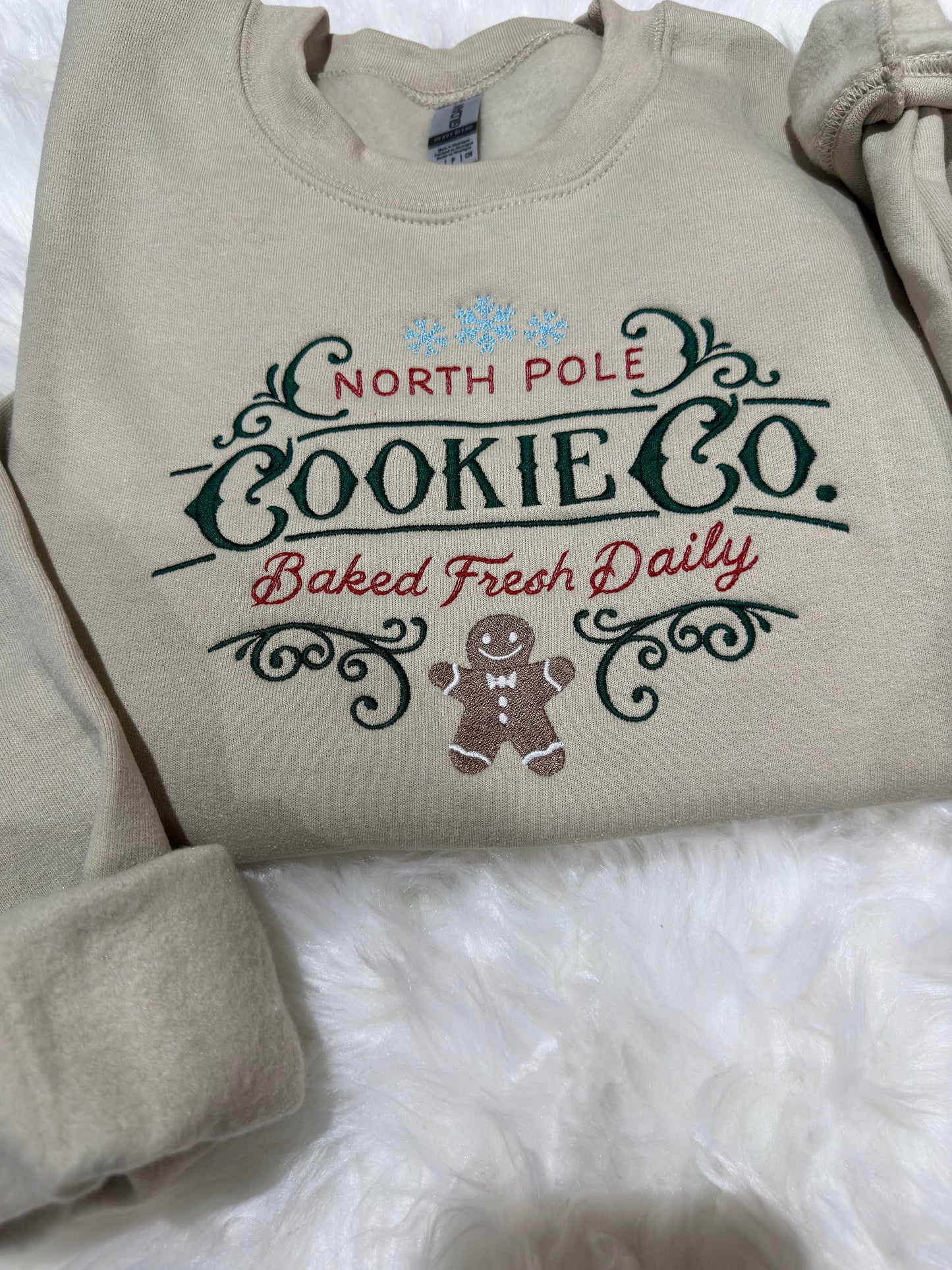 North Pole Cookie Co embroidered festive colors sweatshirt / hoodie