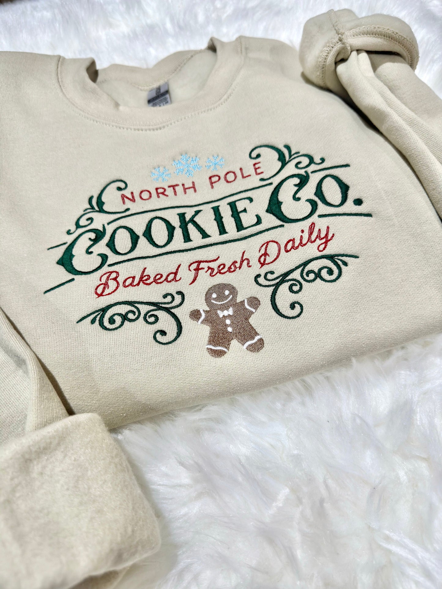 North Pole Cookie Co embroidered festive colors sweatshirt / hoodie