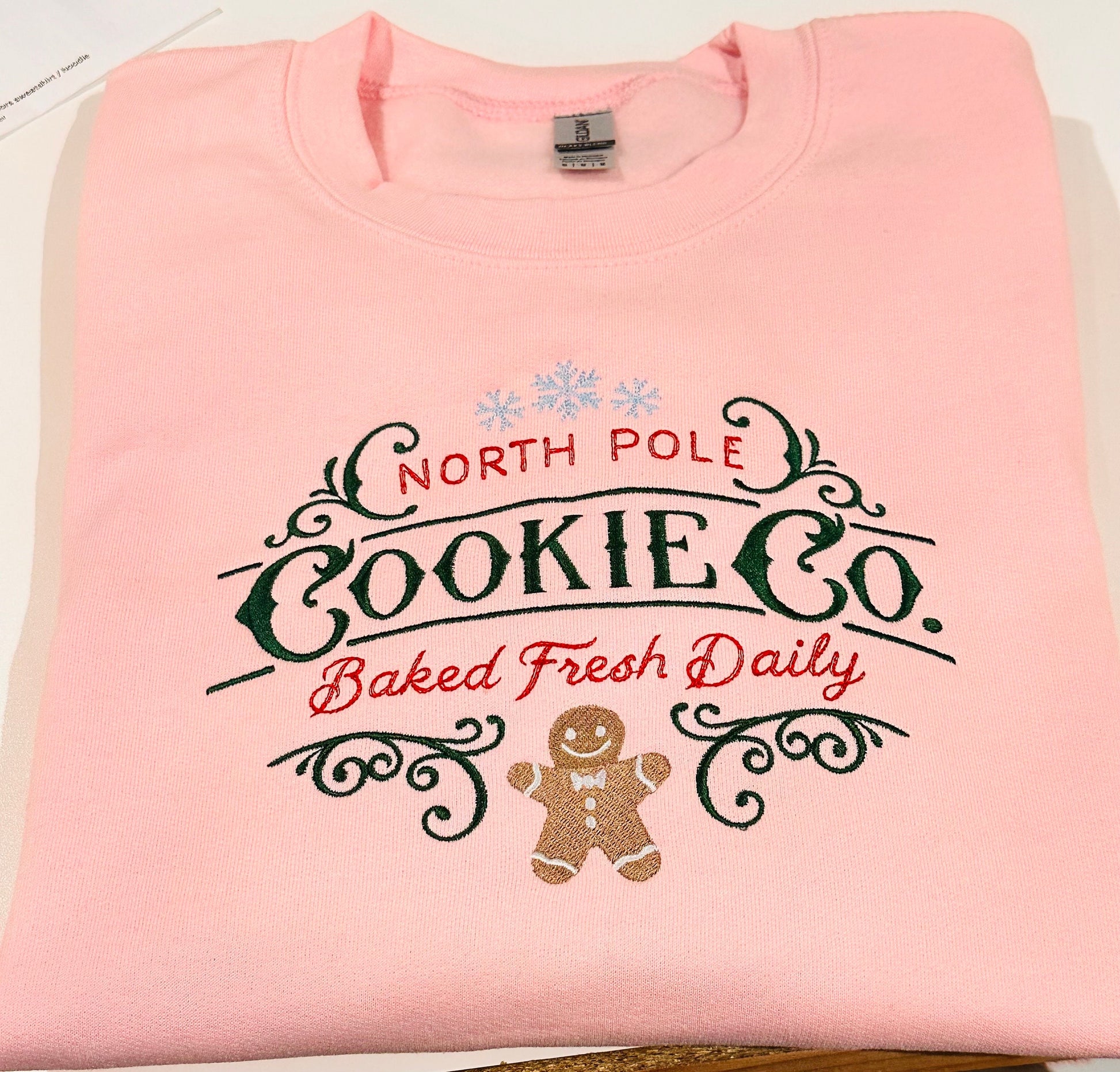 North Pole Cookie Co embroidered festive colors sweatshirt / hoodie