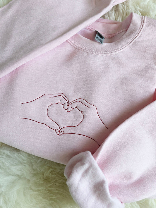 Embroidered Valentine's Day Sweatshirt, Embroidered Heart Crewneck Sweatshirt, Embroidered Minimal Sweater, Valentine's Day Gift