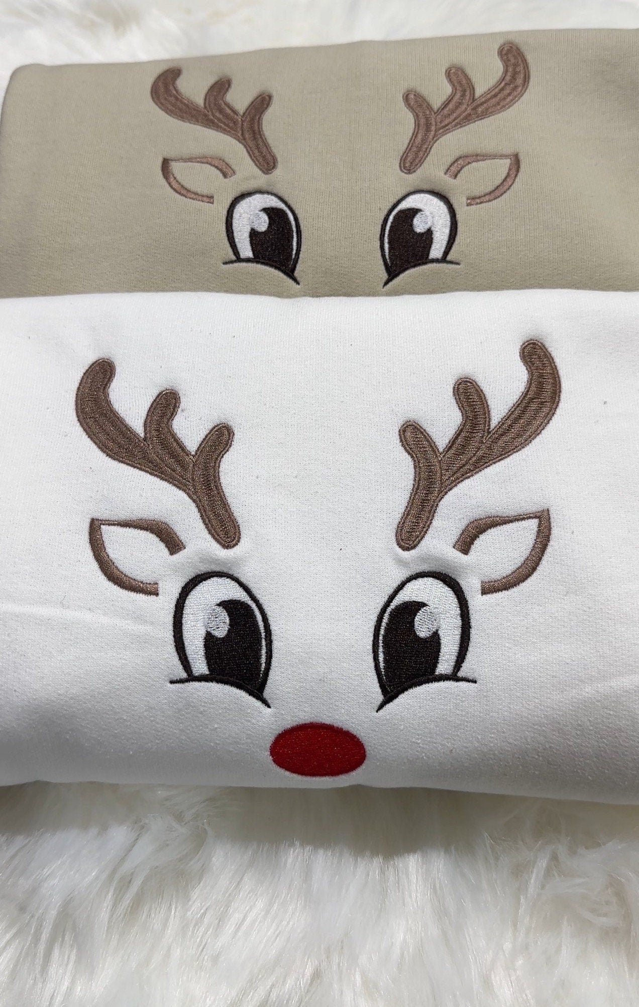 Christmas reindeer face sweater / hoodie embroidered