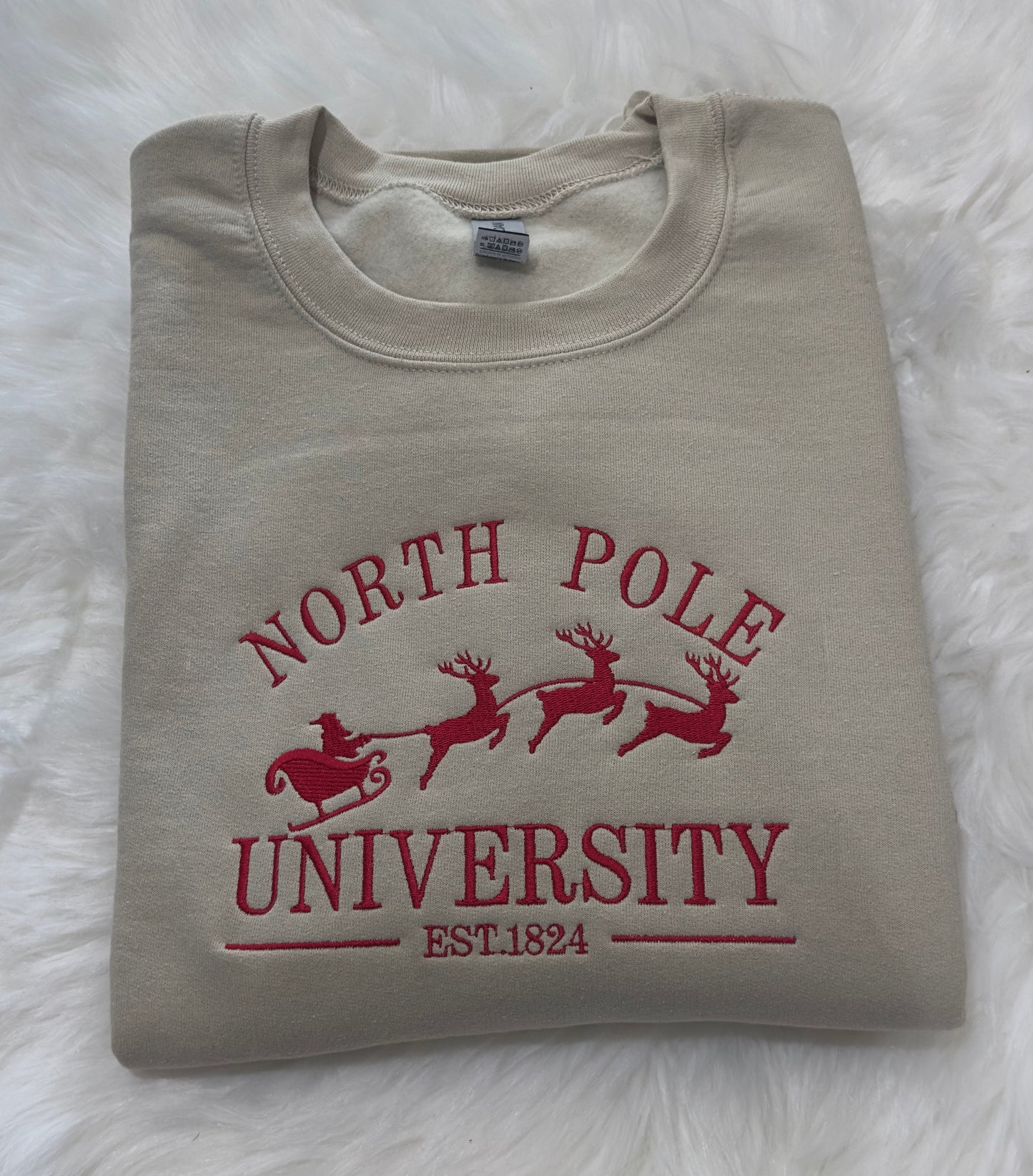 North Pole University sweatshirt / hoodie embroidered, Christmas embroidered sweatshirt