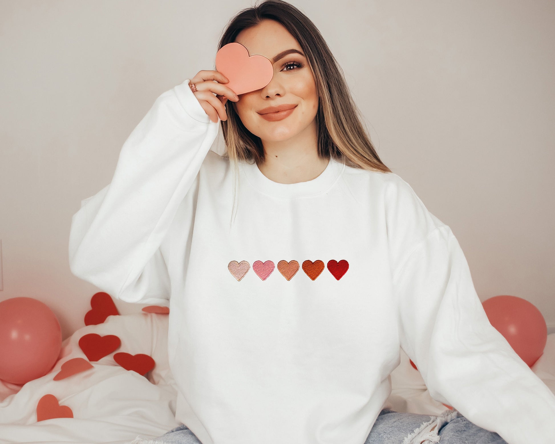 Embroidered Valentine Heart Sweatshirt, Cute Valentine Sweatshirts, Valentine Sweatshirts, Vintage Valentine Sweatshirt, Valentine Pullover