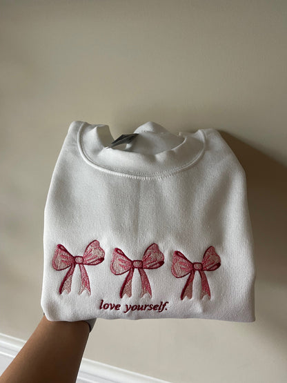 COQUETTE EMBROIDERED SWEATSHIRT Preppy Birthday Gift Love Yourself Sweatshirt Self Love Sweatshirt Coquette Girly Girl Gifts Comfy Sweater