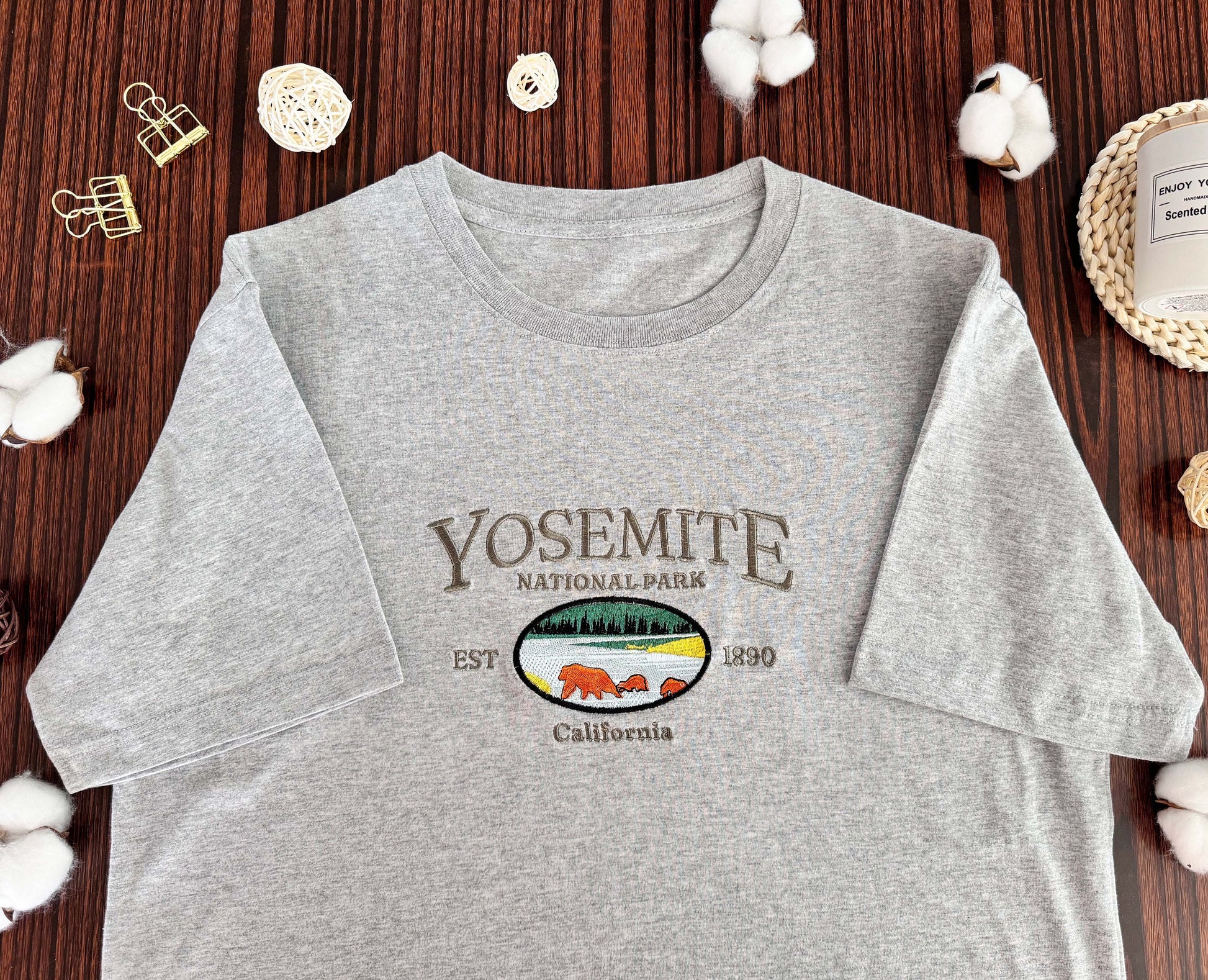 Yosemite National Park Embroidered T-shirt | National Park Embroidered Unisex T-shirt | Yosemite National Park shirt | Crew Neck Sweatshirt